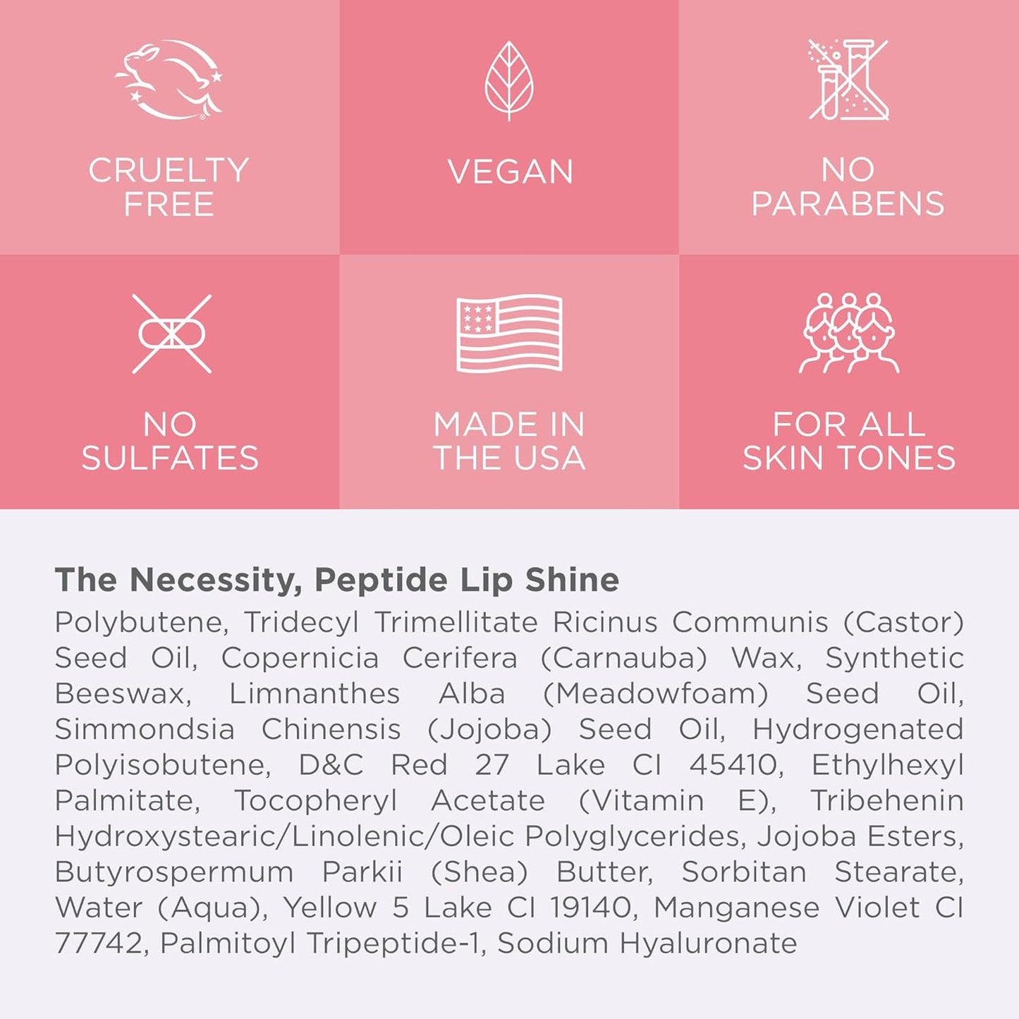 Côte Beauty's Peptide Lip Shine in Lyla, Ultra Hydrating & Long-Lasting Coral Plumping Lip Gloss for Women with Hyaluronic Acid, Shea Butter & Jojoba Oil, Vegan & Cruelty-Free, 0.12 Fl Oz