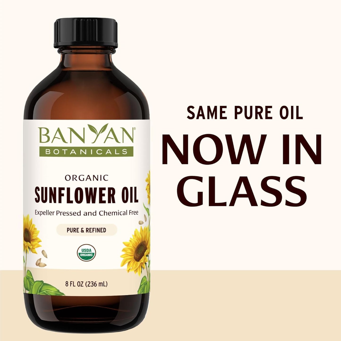 Banyan Botanicals Sunflower Oil – Pure & Organic Sunflower Seed Oil for Skin, Body, Hair & More – Multiple Sizes – 8 oz – Expeller Pressed Non GMO Chemical Free
