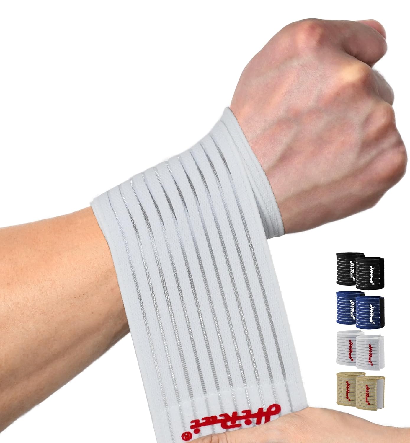 HiRui 2-Pack High-Elastic Wrist Support Straps Wrist Compression Bandage - Wrist Wraps Wristbands for Carpal Tunnel Arthritis Tendonitis Weightlifting Tennis Basketball - Breathable Soft (White)