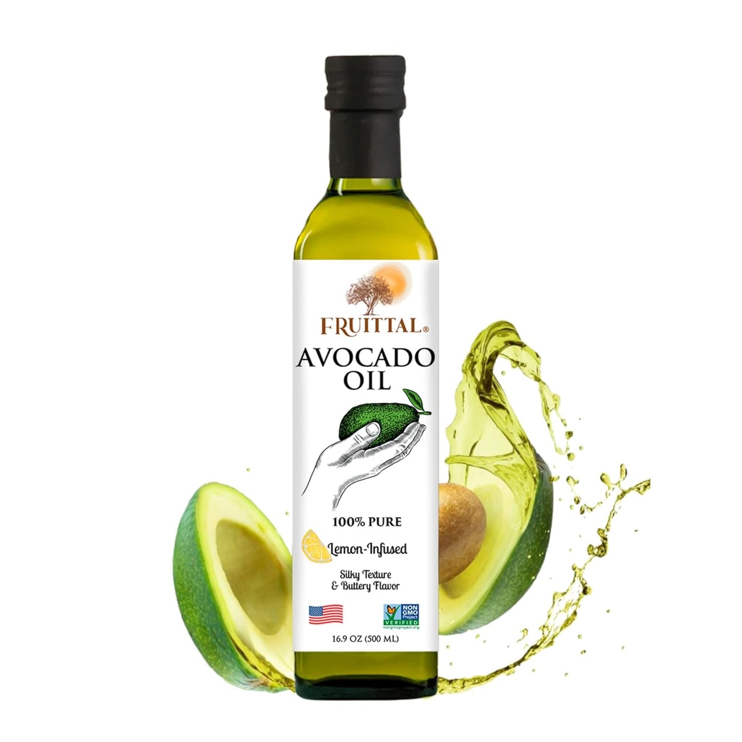 Fruittal Lemon-Infused Avocado Oil – 100% Pure, Made in the USA, and Rich in Health Benefits (16.9 Oz)