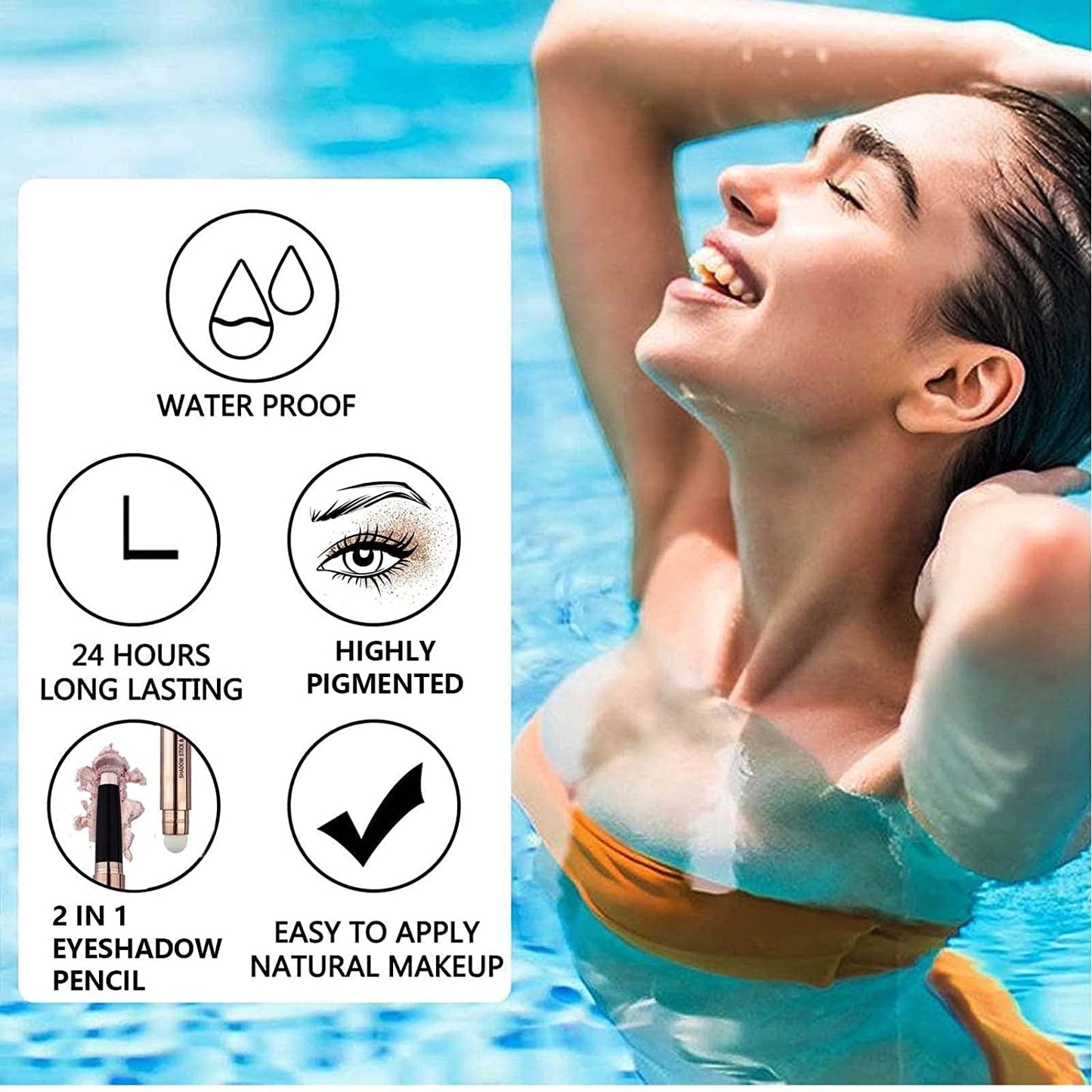 Waterproof Hypoallergenic Eyeshadow Pencil in Bright Brown #17