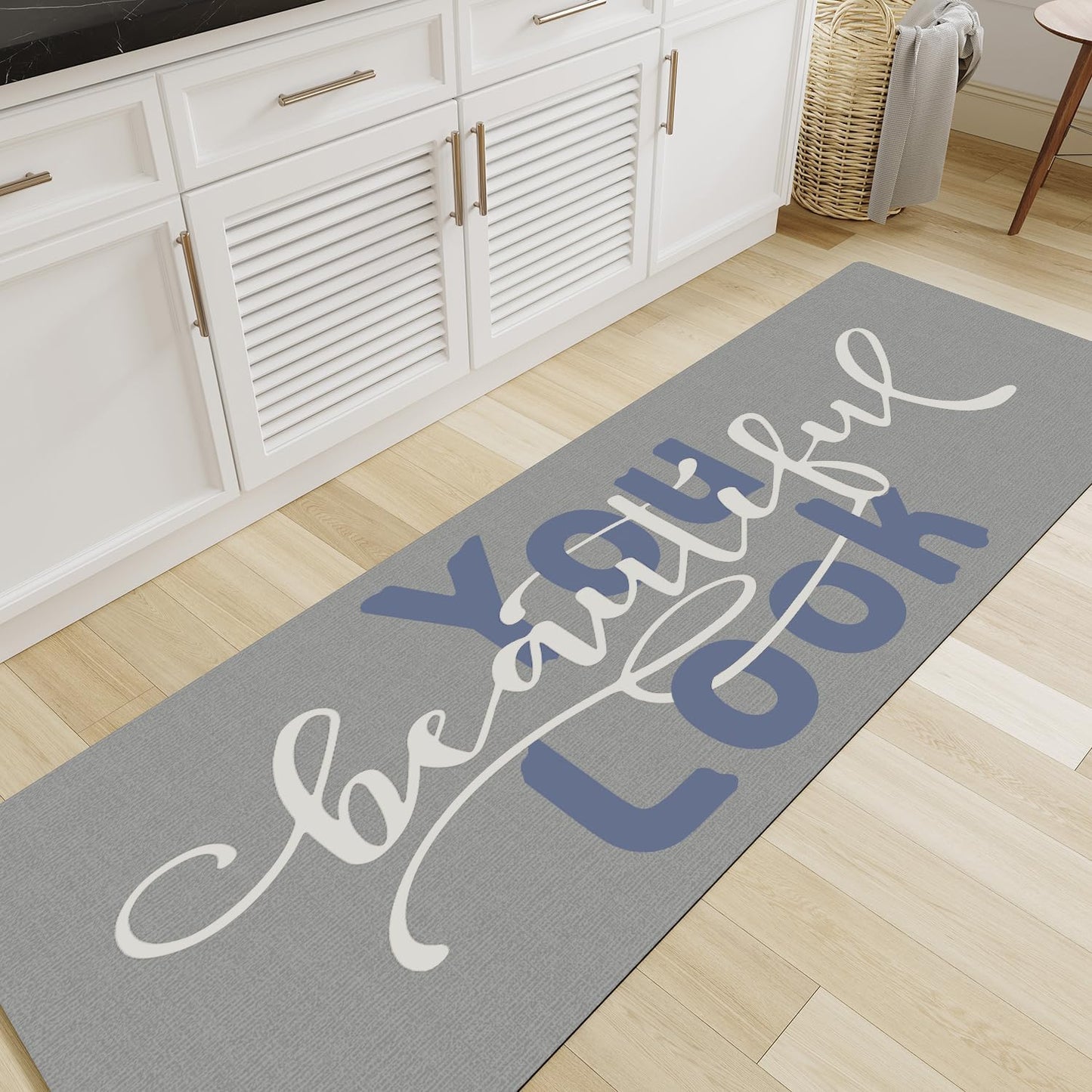 MontVoo-Bath Mat Rug Long Non Slip Super Absorbent Bathroom Runner Stain Resistant Quick Dry Thin Bathroom Mat Fit Under Door-17"x70",Blue-Look