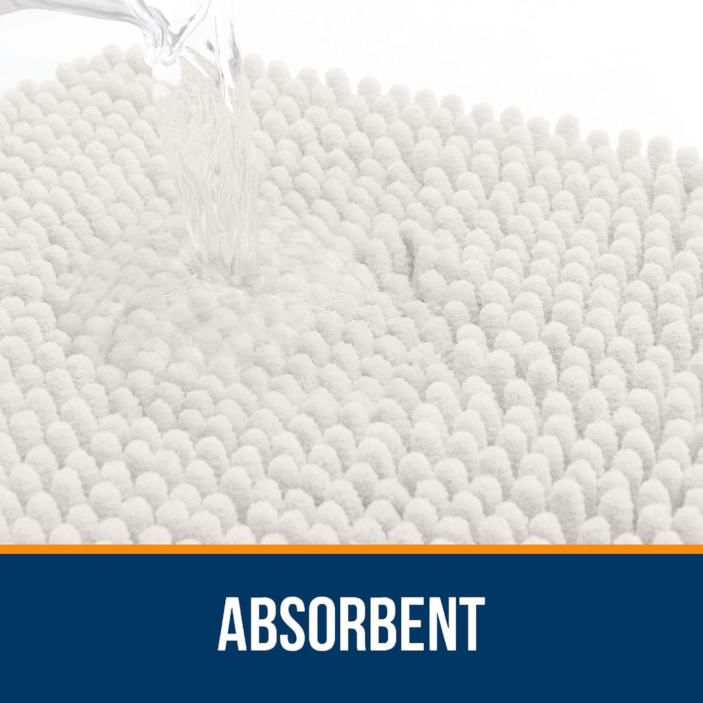 OLANLY Bathroom Rugs 45x27, Extra Soft Absorbent Chenille Bath Rugs, Rubber Backing Quick Dry, Machine Washable Bath Mats for Bathroom Floor, Tub and Shower, Home Decor Accessories, Ivory