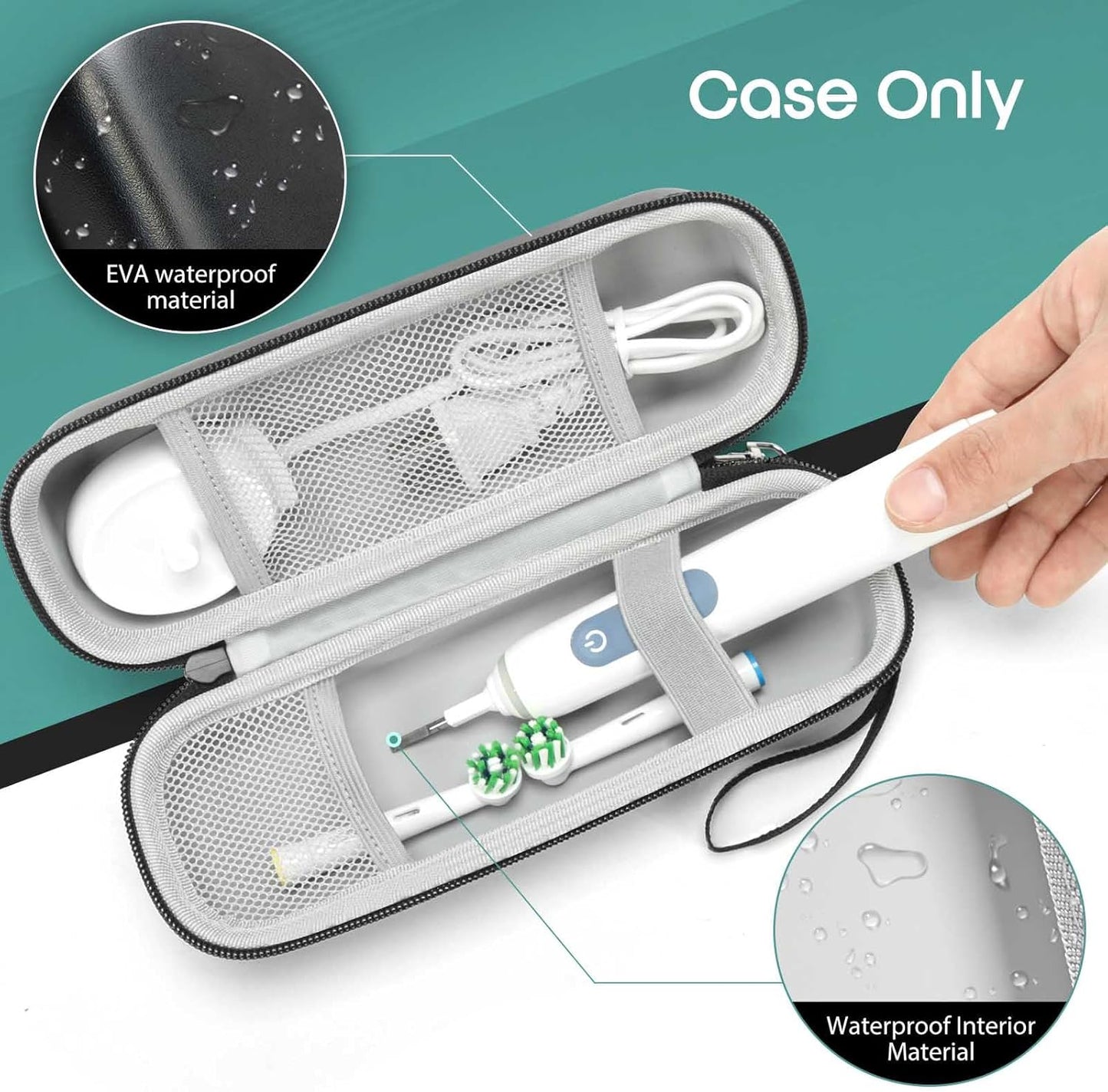 Toothbrush Travel Case Compatible with Oral-B Pro 1000 3000 5000 7000 7500 9600/ for Philips/for Sonicare/for ProtectiveClean 4100 5100 6500 7500 Electric Toothbrush (Only Case-Black/Gray)