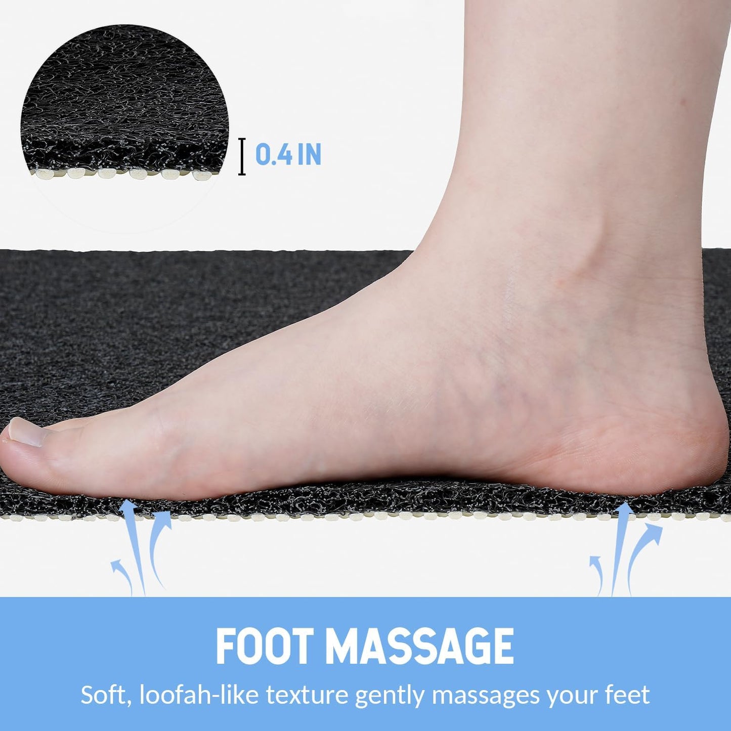 Non-Slip Bathtub Mat, Anti Slip Shower Mat, Fast Drying Bathtub Mats, Foot Scrubber Mat, Anti Slip Mat for Tub, Floor, Bathroom, Kitchen, Home, Hotel (Black 40"×16")