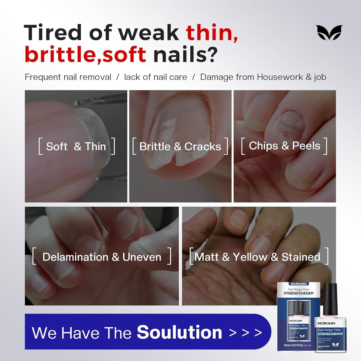 Morovan Nail Strengthener and Growth: Sparkle Pink Nail Polish Hardener for Damaged Nails Natural Concealer Foundation Air Dry Prevents Discoloration Essential Manicure Care Gift Women