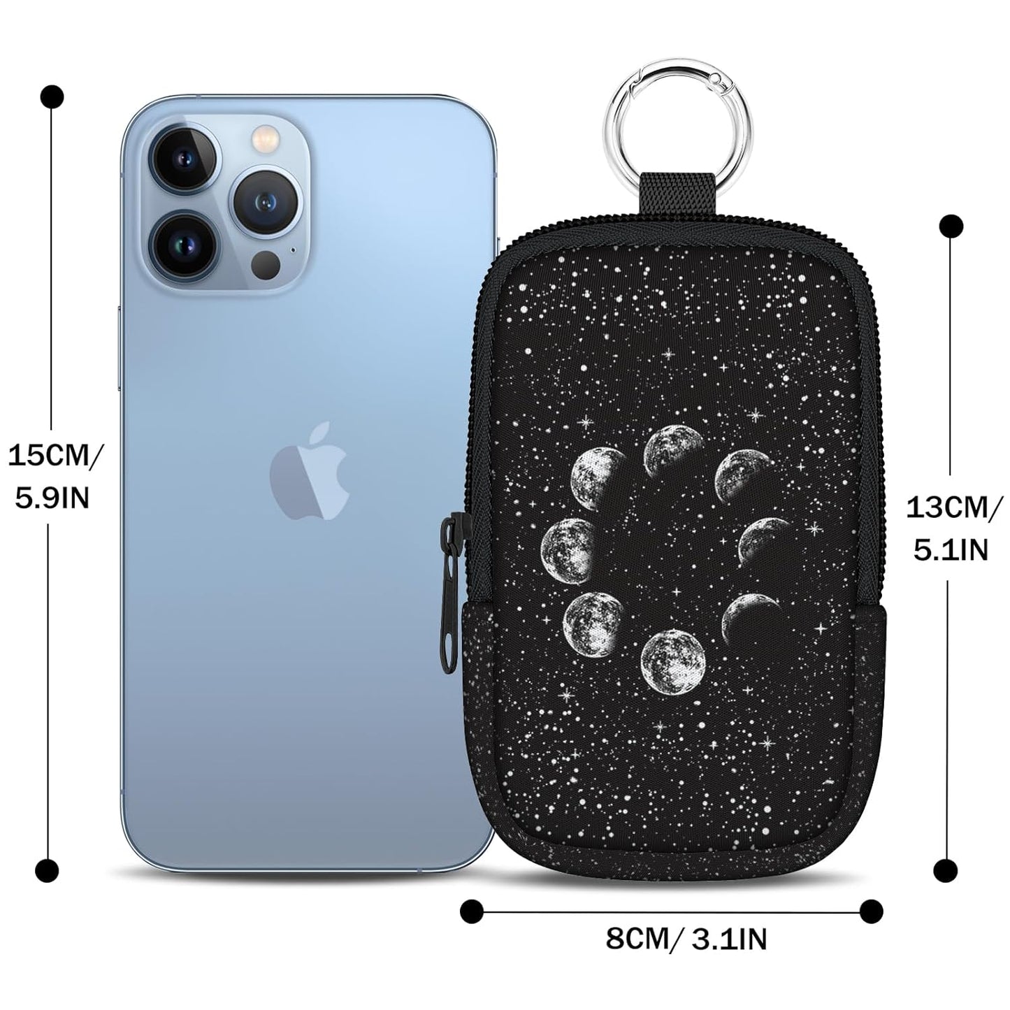 Lunar Eclipse Hand Sanitizer Spray Case, Cute Hand Sanitizer Holder Zippered Pouch, Moon Fashion Accessory with Snap Hook for Glow Mist and Power Mist 1FL OZ