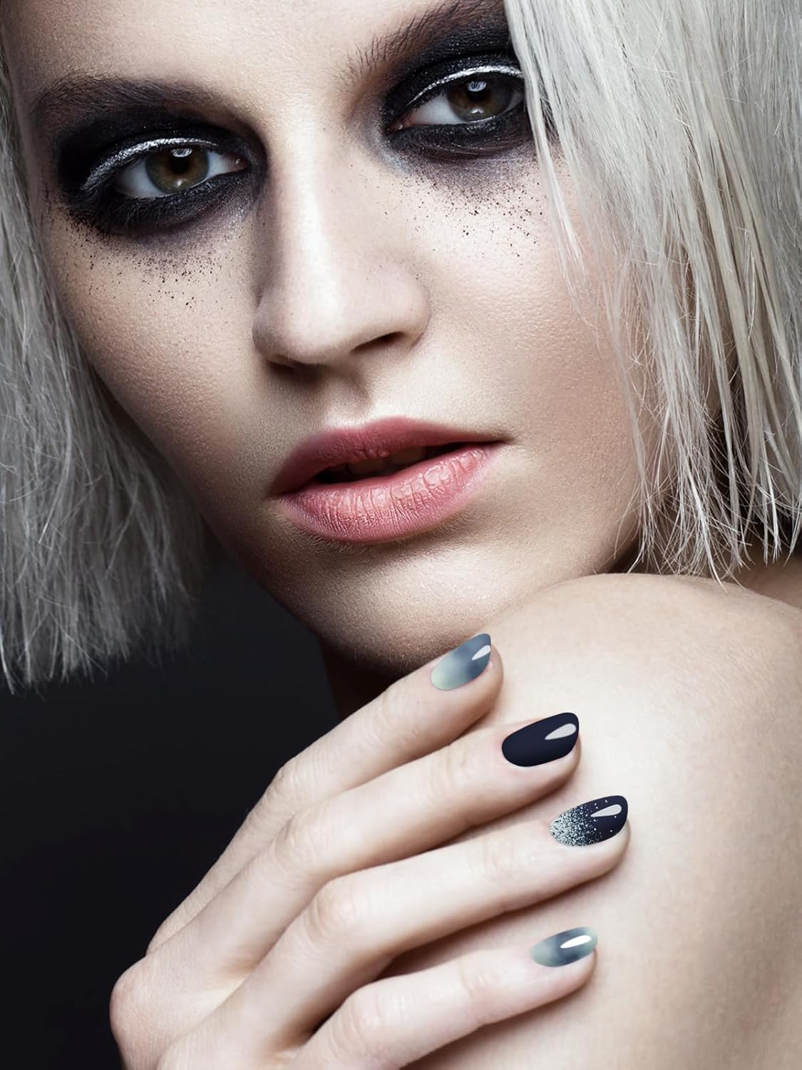 EBANKU 32PCS Semi-Cured Gel Nail Wraps Full Nail Polish Wraps Shiny Nail Decors UV/LED Lamp Required (Marble Blue)