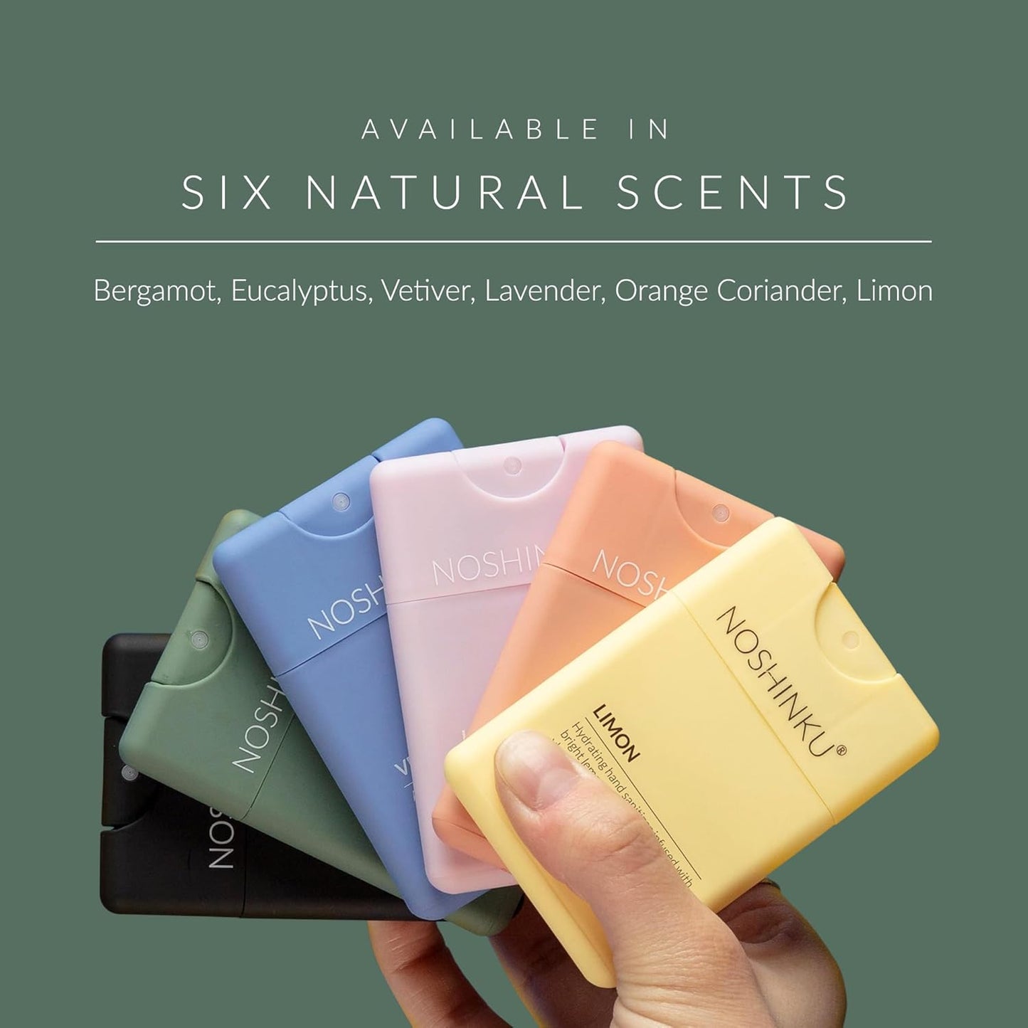 Noshinku - Refillable Hand Sanitizer Eucalyptus 3-Pack, Travel Size Spray with Hydrating Botanical Oils, Natural Ingredients, All Natural Fragrances, Sugarcane Derived Alcohol, No Parabens, No Dyes