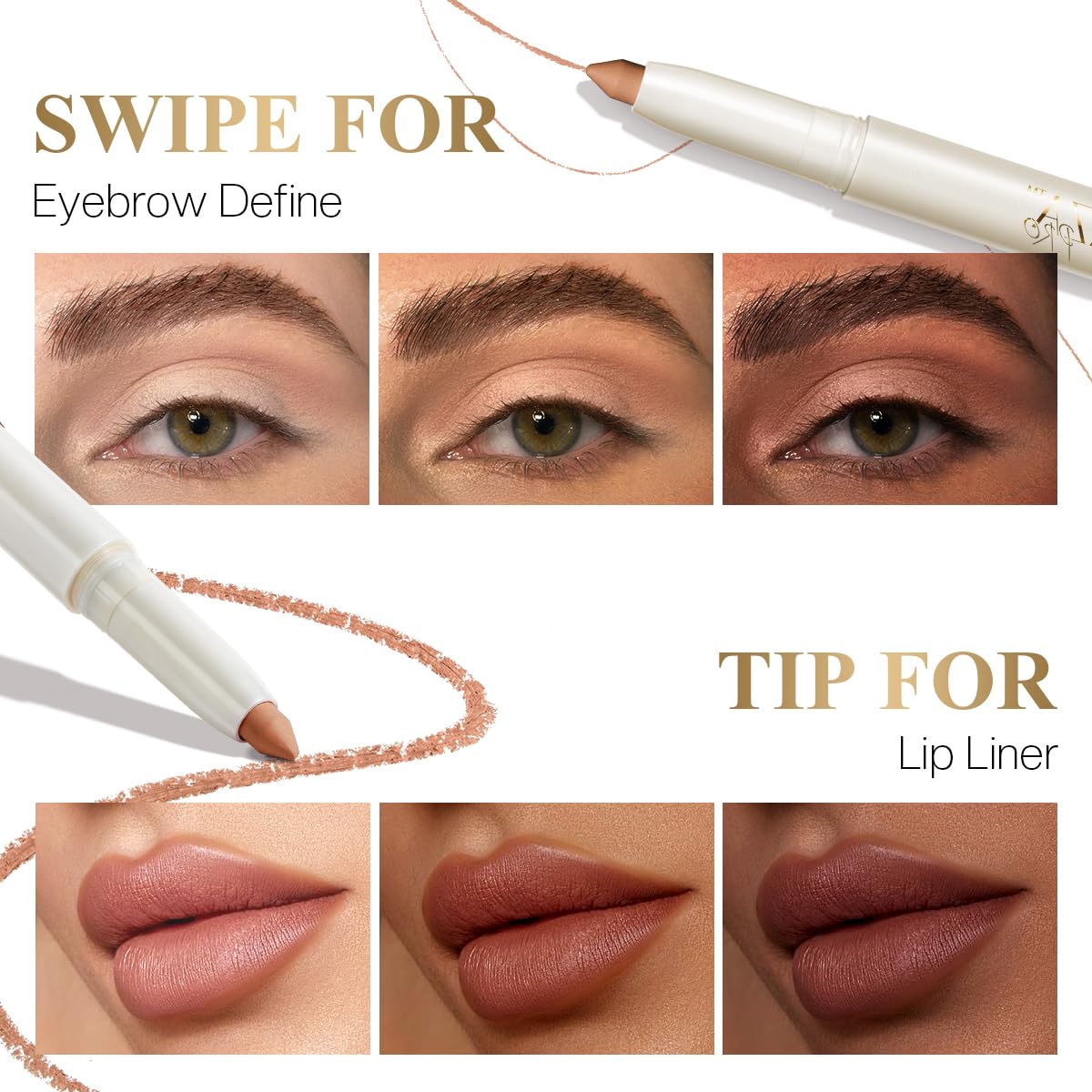 Eyeshadow Makeup Stick, Cream Shimmer, Eyeshadow Highlighter Makeup Eye Brightener Pencil Sticks Cosmetics, with Built-in Brush and Sharpener