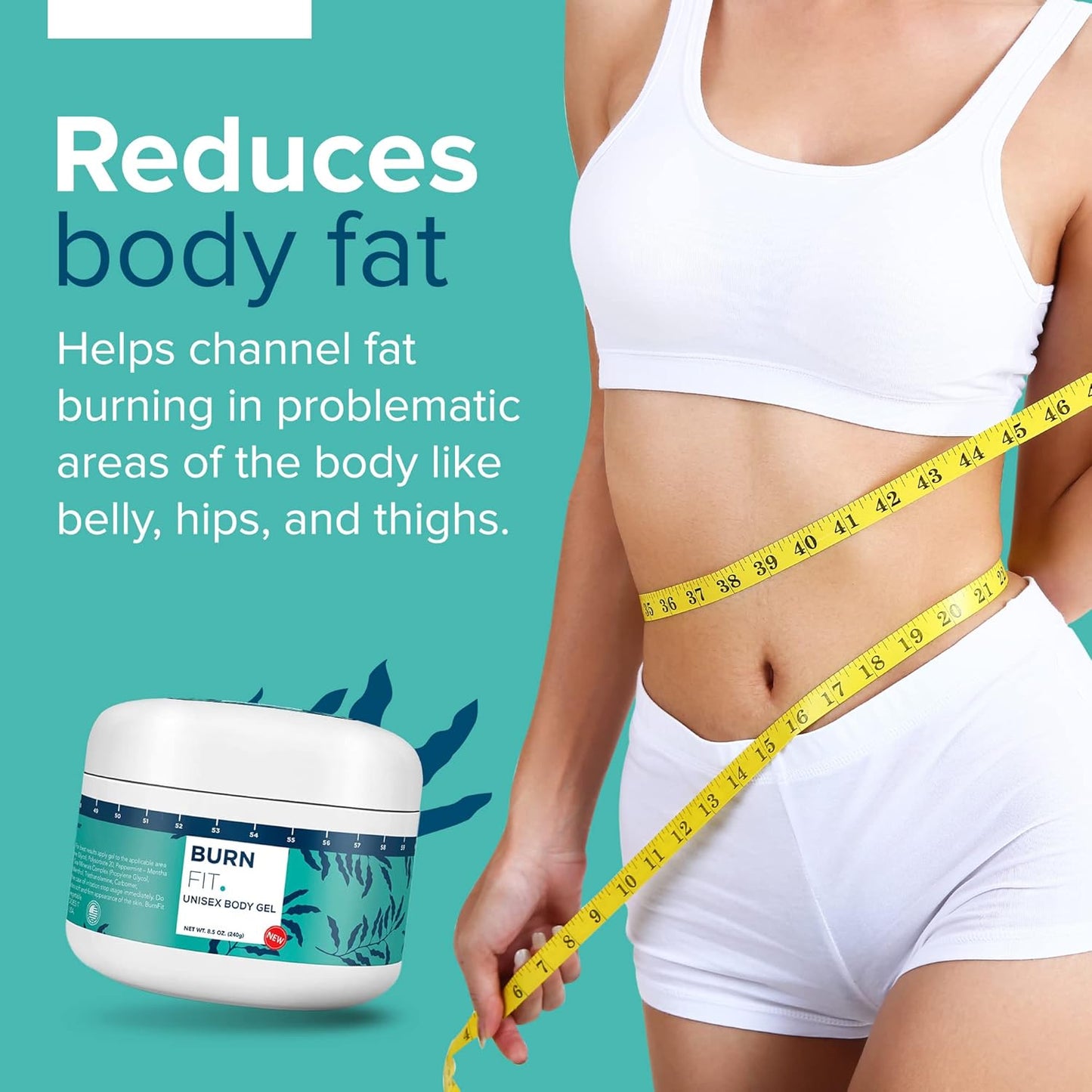 Body Gel – Anti Cellulite Cream by Burn Fit for Belly & Body, Belly Firming and Tightening Cream, Non-Sticky Cold & Hot Cream for Cellulite, Skin Firming Body Lotion for Smoother Skin - 8.5 Oz.