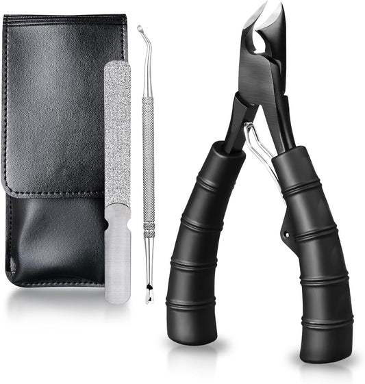 Wide Jaw Thick Toenail Clippers Thick Nails, Podiatrist Ingrown Toe Nail Tool Kit for Men Seniors Professional Sharp Heavy Duty Nail Cutter Set, Anti-Slip Handle Nails Trimmer