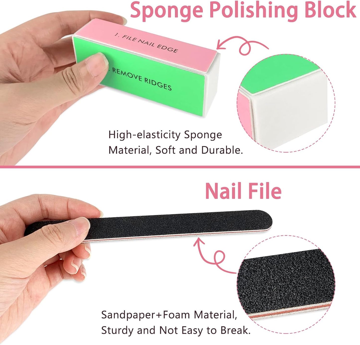 26 Pack Nail Files and Buffers Set, 100/180 Grit Black Nail Files and Nail Buffer Blocks, Professional Pedicure and Manicure Tools Kit for Nail Care and Nail polishing