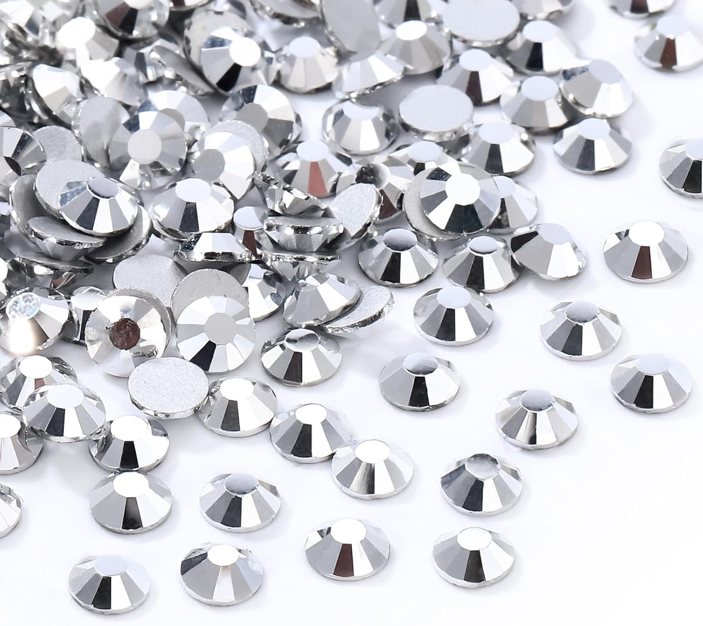 Silver Flatback Rhinestones, Glass Rhinestones for Nail Art and Craft, Glue Fix, Loose Crystal Gemstones(Silver, SS20, 1440pcs, 4.6-4.8mm)