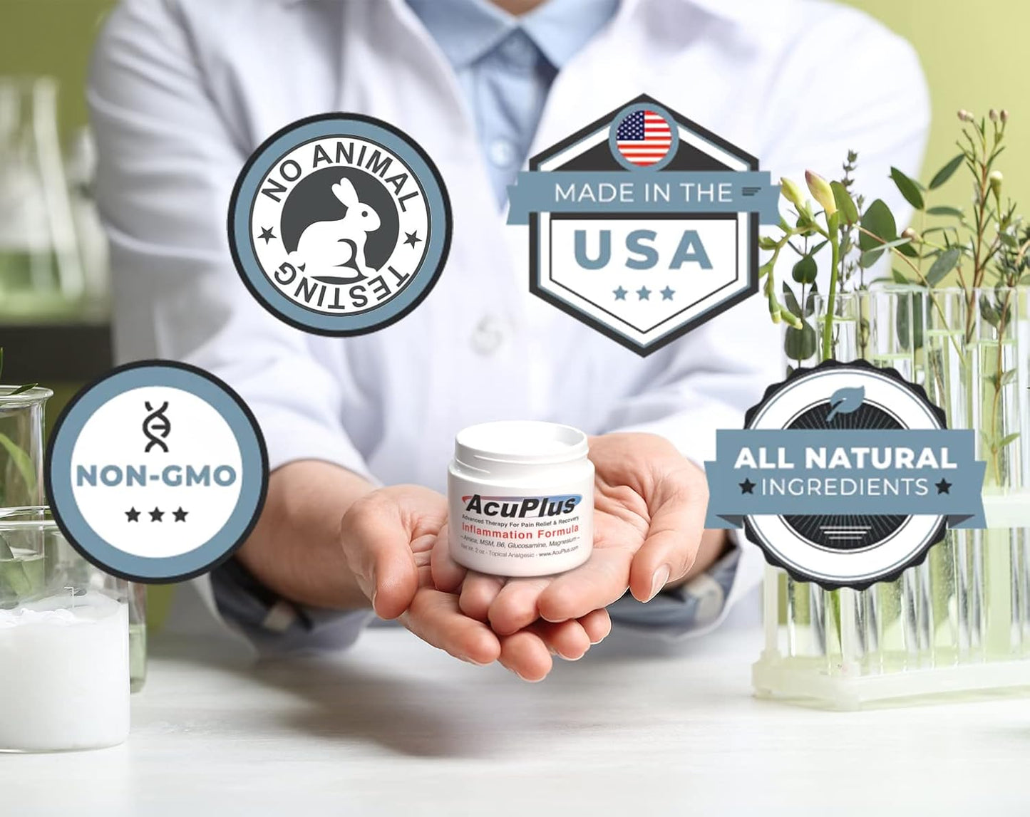 AcuPlus - Advanced Pain Relief Topical Anti Inflammatory Cream to Soothe Muscle & Joint Pain - Arthritis, Bursitis, & Tendonitis - Fast-Acting Formula with Natural Ingredients - 4 oz.