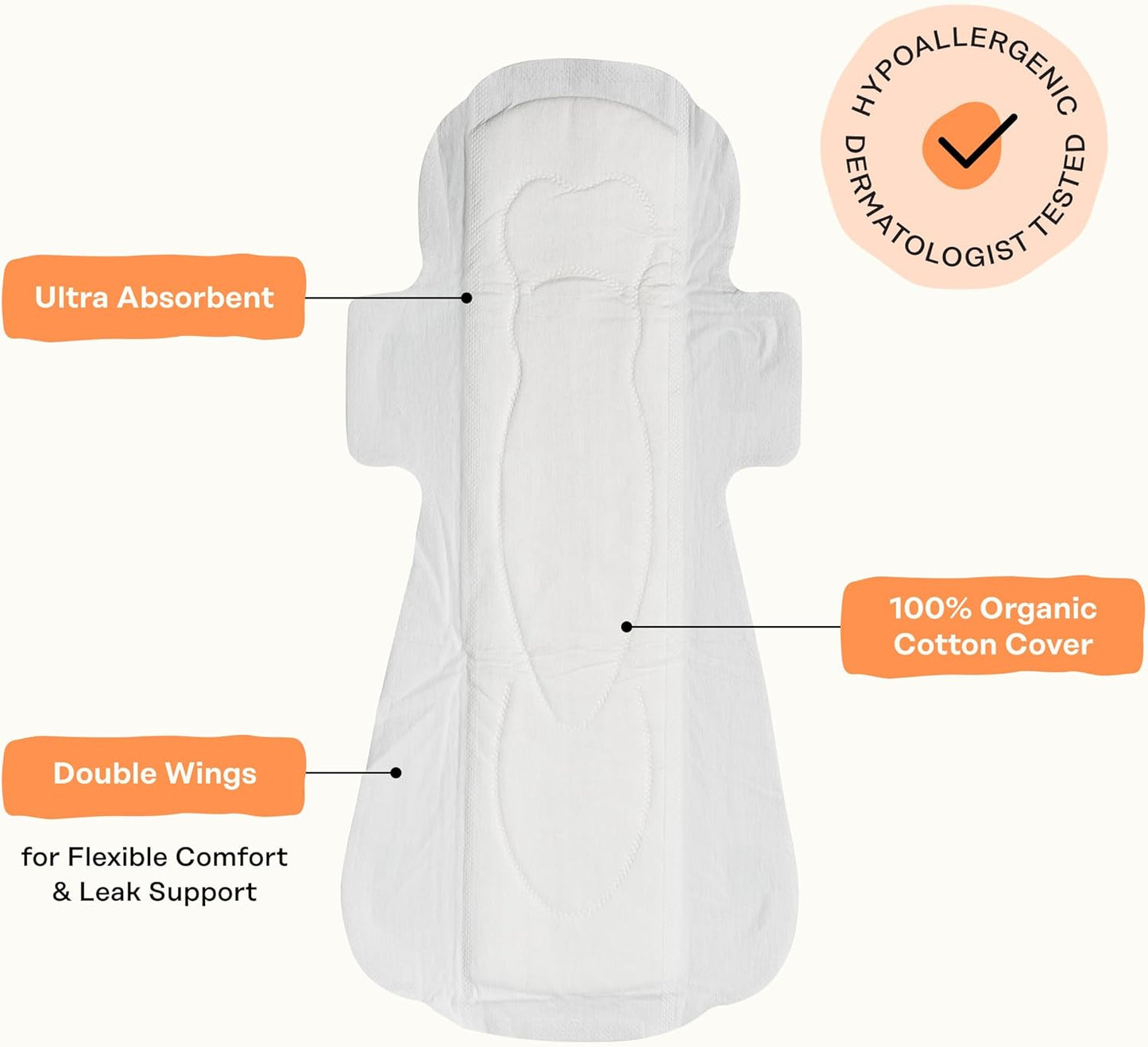 The Honey Pot Company - Sanitary Pads for Women - Non-Herbal Overnight w/Wings - Organic Cotton Cover, & Ultra-Absorbent Pulp Core - Feminine Care - 12 ct