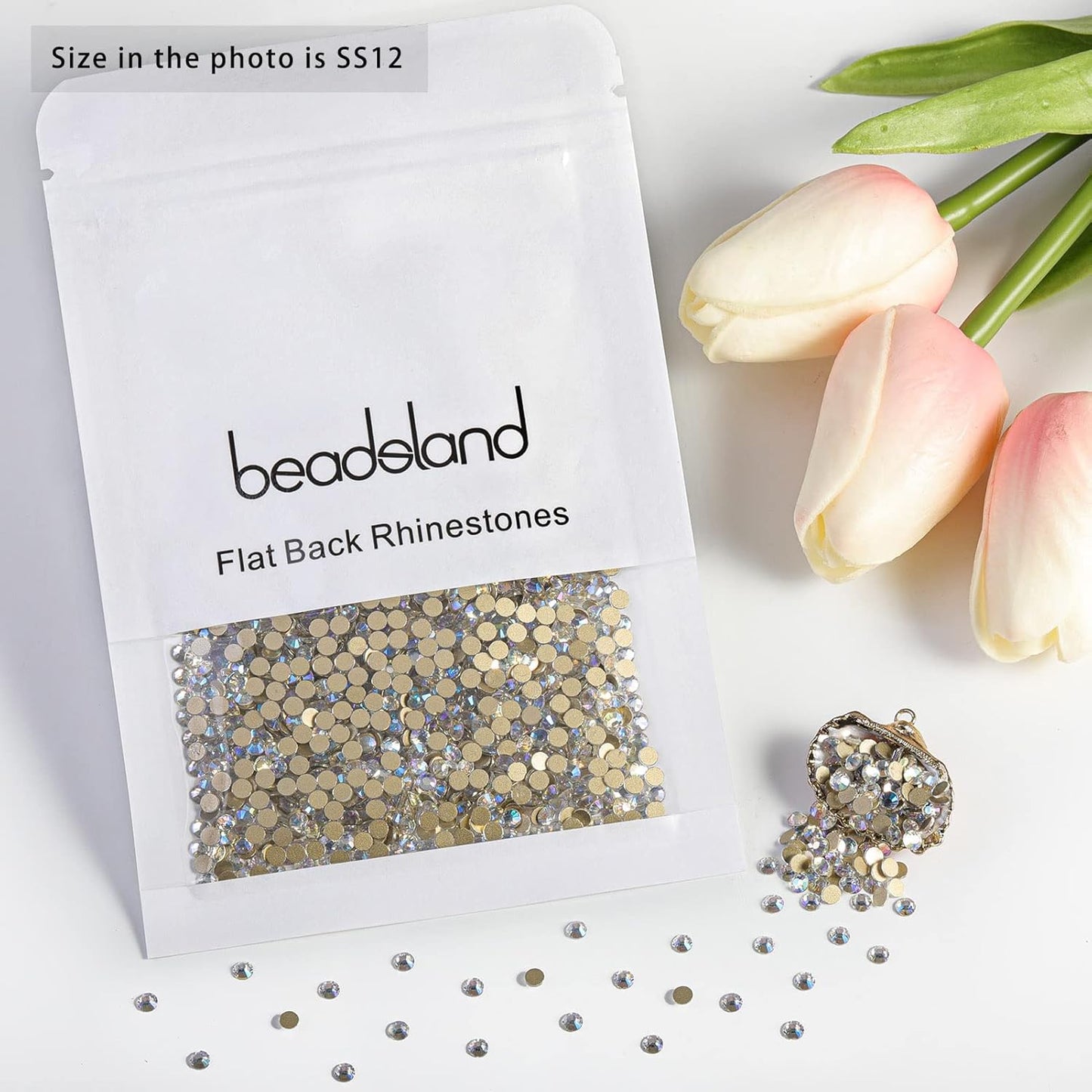 beadsland Flat Back Crystal Rhinestones Round Gems for Nail Art and Craft Glue Fix, Blue Moonlight (2.9-3.0mm) SS12/1440pcs