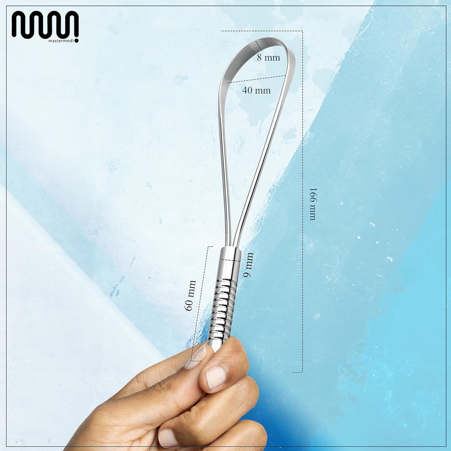 MasterMedi Tongue Scraper for Adults, 100% Stainless Steel Tongue Scrubber for Bad Breath, Easy to Use, Tongue Cleaner for Oral Care & Hygiene (SS Uni|Pack of 2)