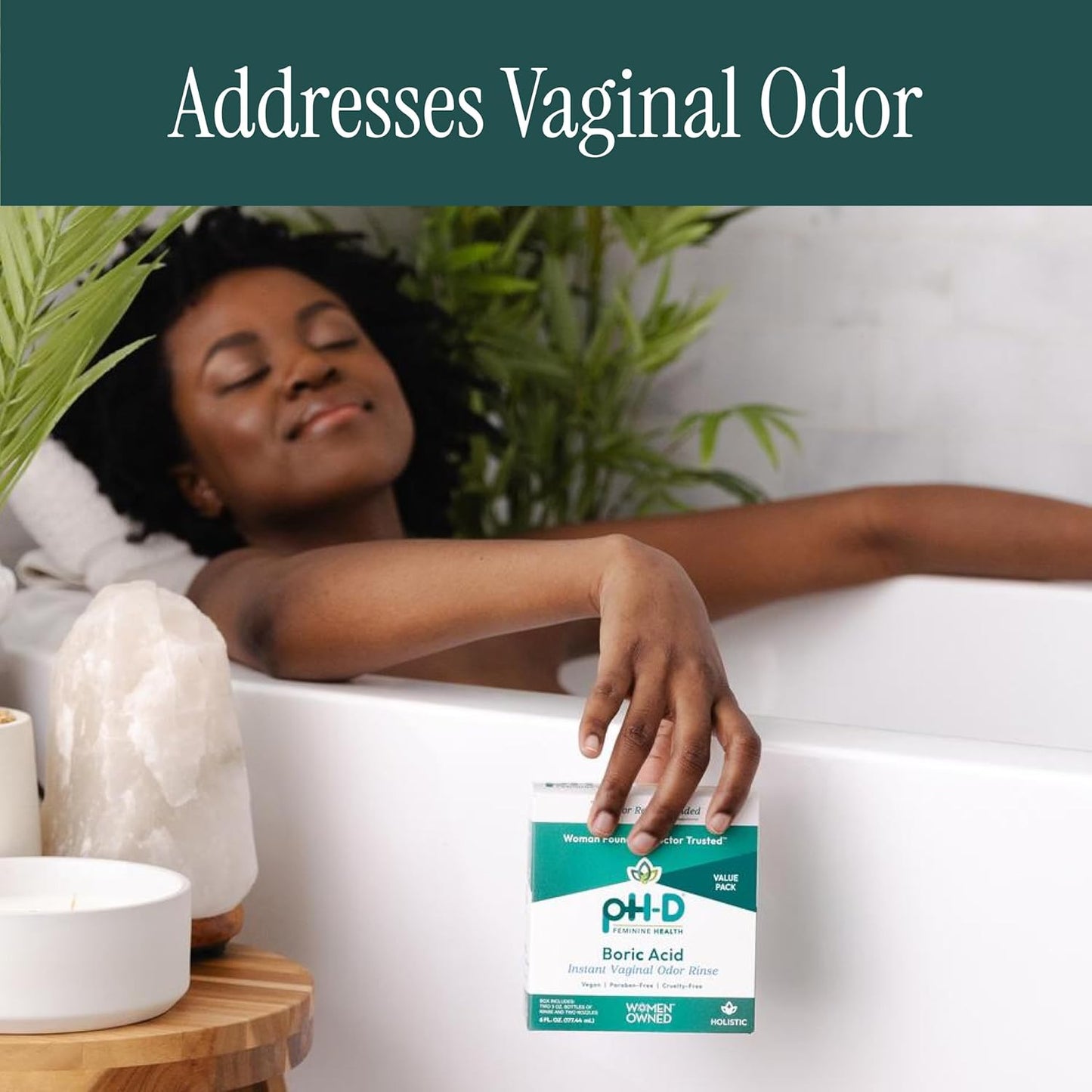 pH-D Feminine Health Support - Instant Odor Rinse with Boric Acid for Vaginal Odor - Vegan, Paraben-Free, Cruelty-Free, 6 Fl Oz Total, (3 Fl Oz, Pack of 2)