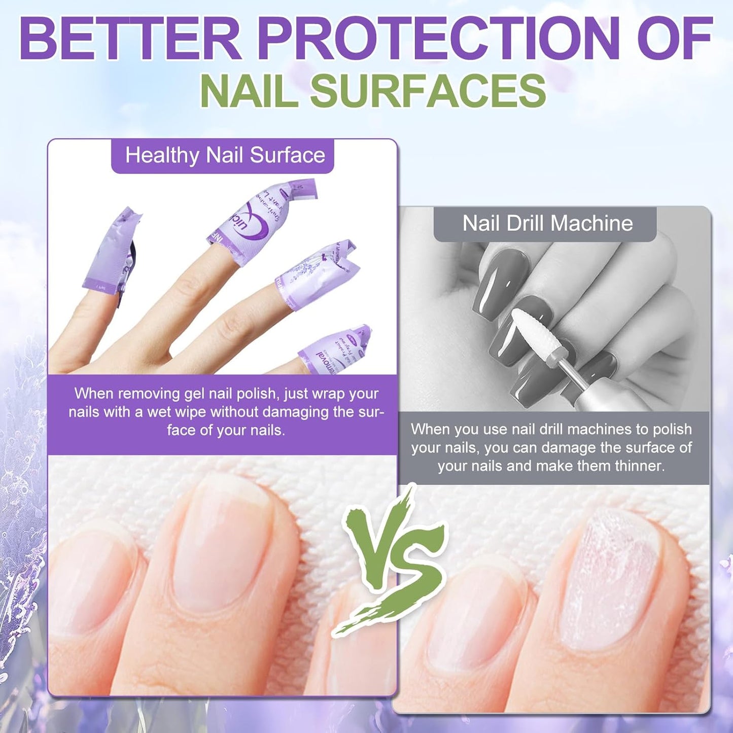 NXJ INFILILA Nail Polish Remover Pads, Nail Polish Remover Wipes Lavender Individually Wrapped Quick and Effective Removal