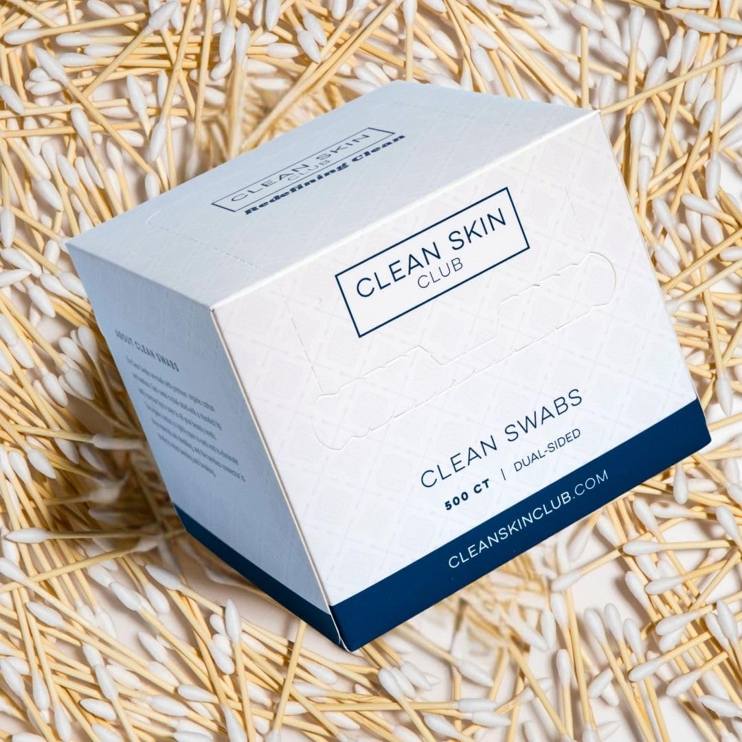 Clean Skin Club Clean Swabs | 500CT | One Pointed Tip | Biodegradable + Organic Cotton & Bamboo | Makeup & Nail Polish Touch-ups | Chlorine-Free & Hypoallergenic (500 Count)