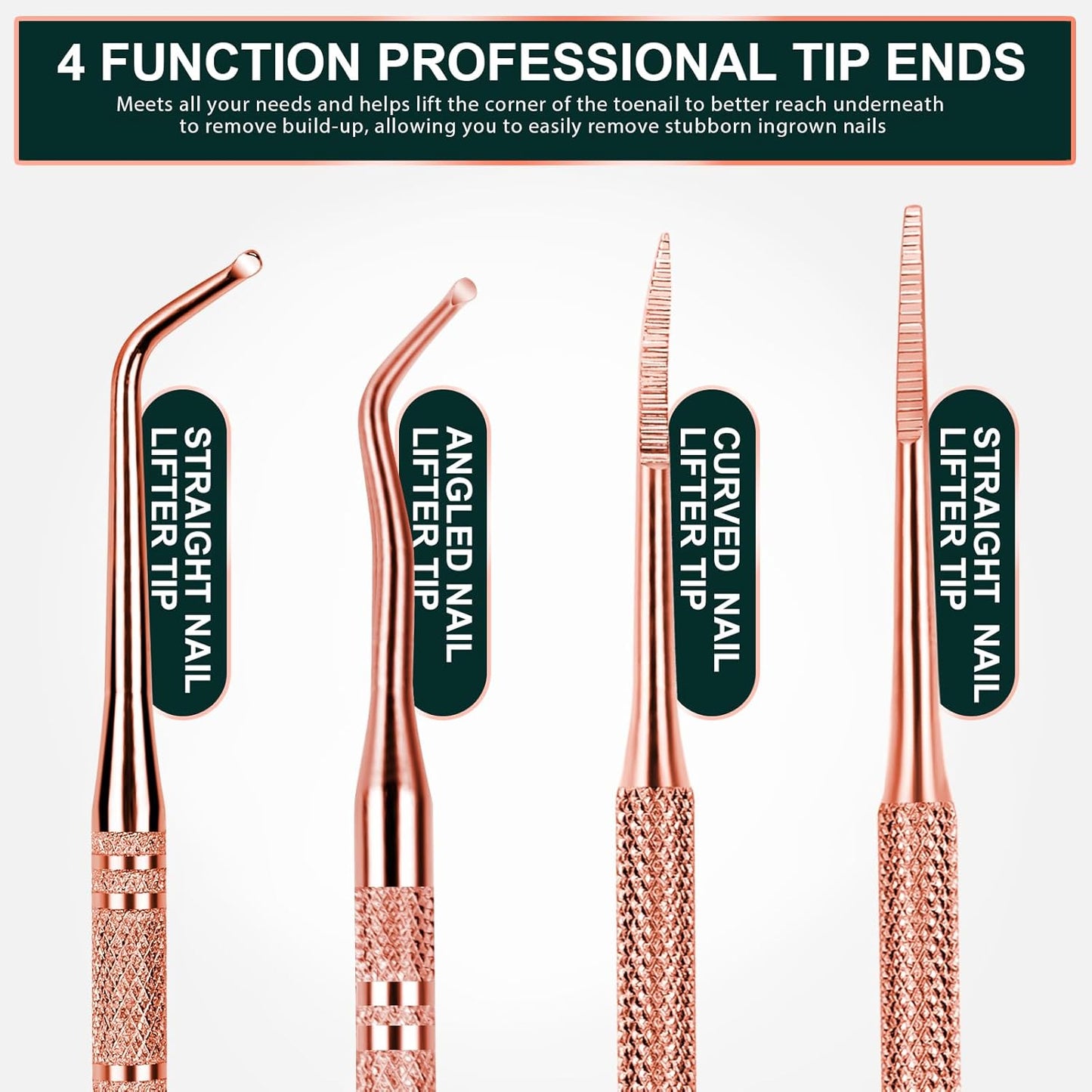 Teenitor Ingrown Toenail Tool, Toenail File and Lifters, Professional Surgical Safe Ingrown Toenail Treatment Pedicure Tools for Feet, Ingrown Toenail Removal Kit Pain Relief