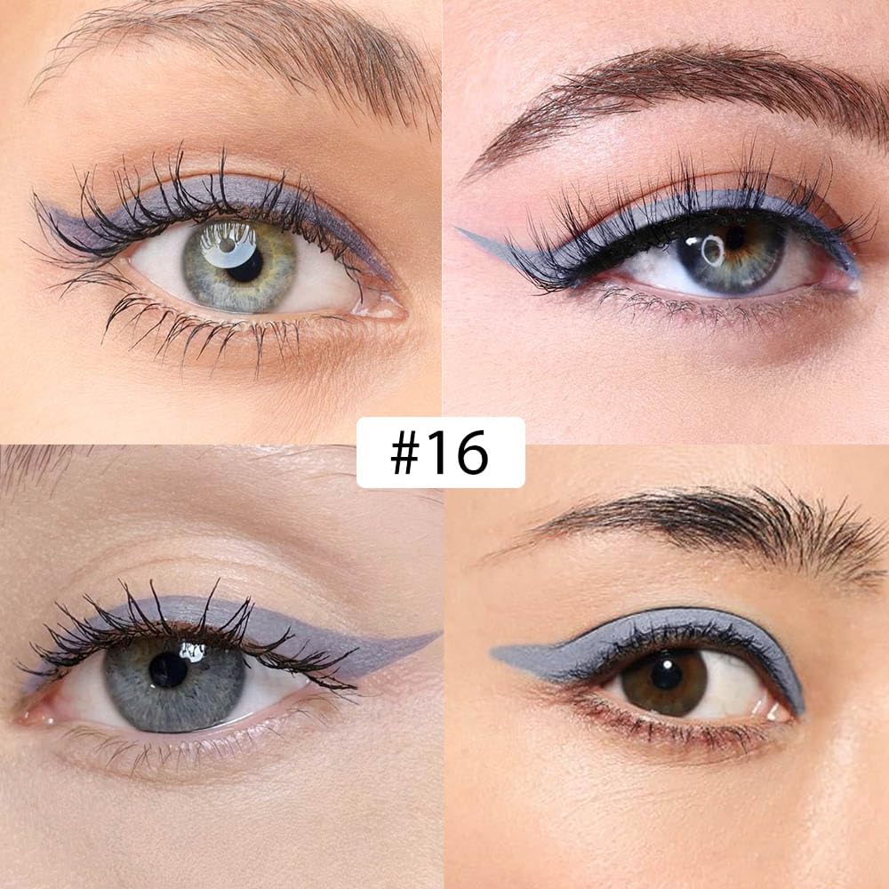 evpct 1Pcs Grey Liquid Eyeliner Makeup Waterproof Grey Eye Liners for Women, Eyes Wing Eyeliner Stamps Shapes Colored Eyeliner delineador de ojos a prueba de agua contra el agua blanco para ojos