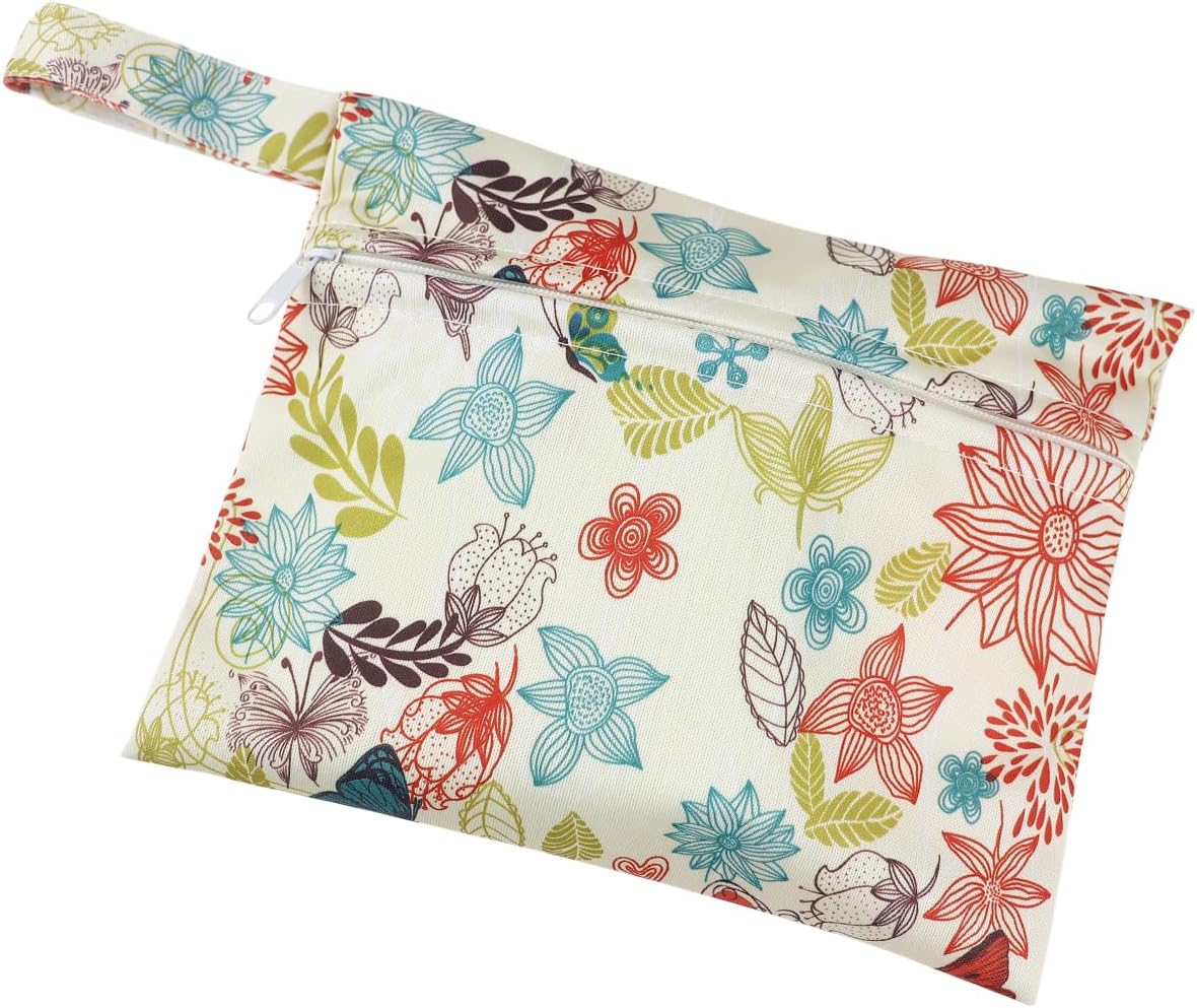 Sanitary Napkin Storage Bag Menstrual Pads Holder Bag Waterproof Period Bag Tampons Collect Bag Portable Mini Storage Pouch with Zipper for Women Girls (Flowers)