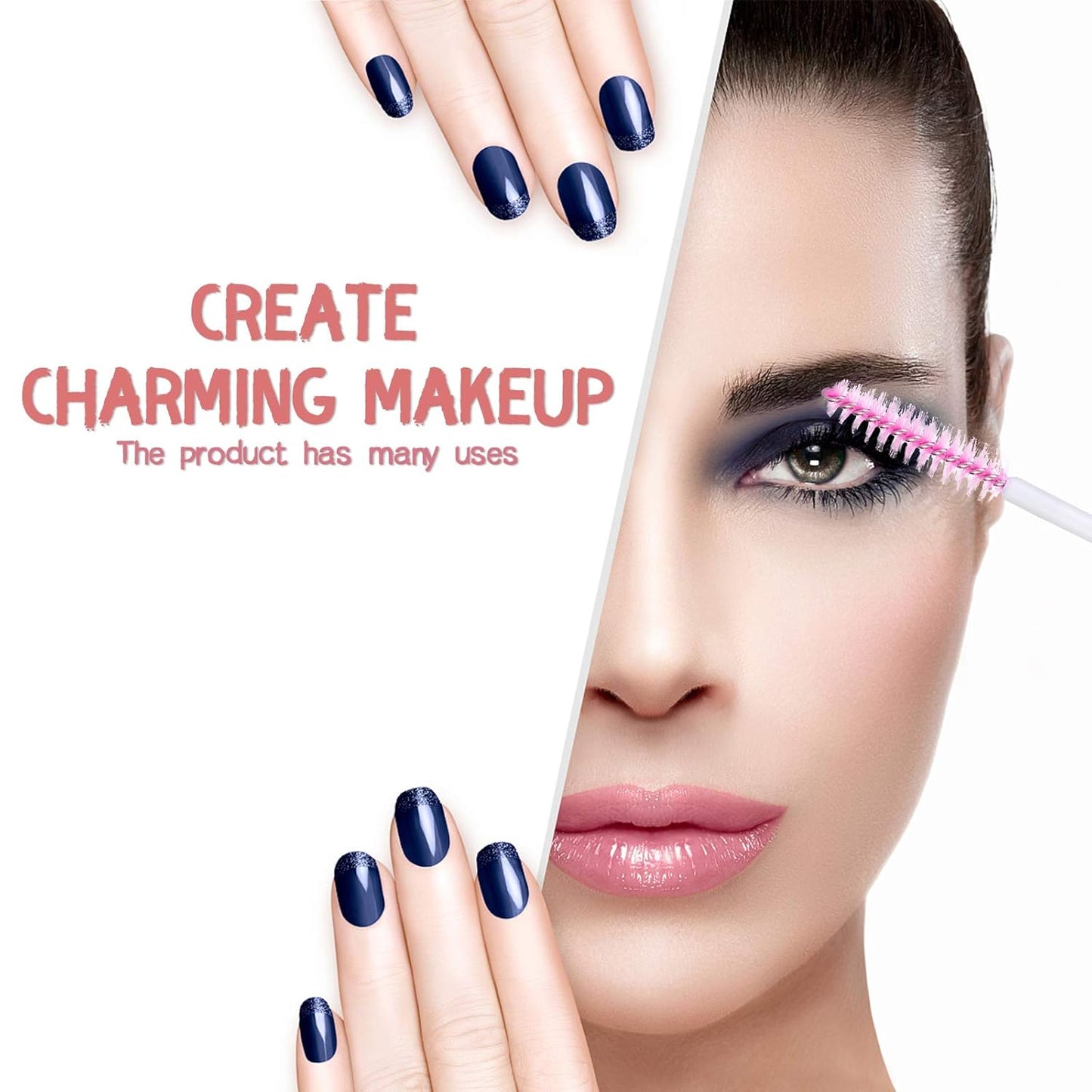 50 Pieces Disposable Mascara Brushes Eyelash Brush Lash Wand Diamond Mascara Wands with Tube Makeup Tool Lash Spoolies Sanitary Brushes Lash Extension Supplies (tube scale l pink 50)