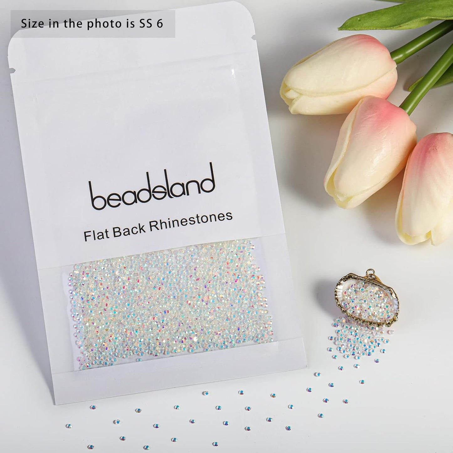 Beadsland 1440 Pieces Flat Back Crystal Rhinestones Round Gems,Transparent AB,SS6,1.9-2.1mm