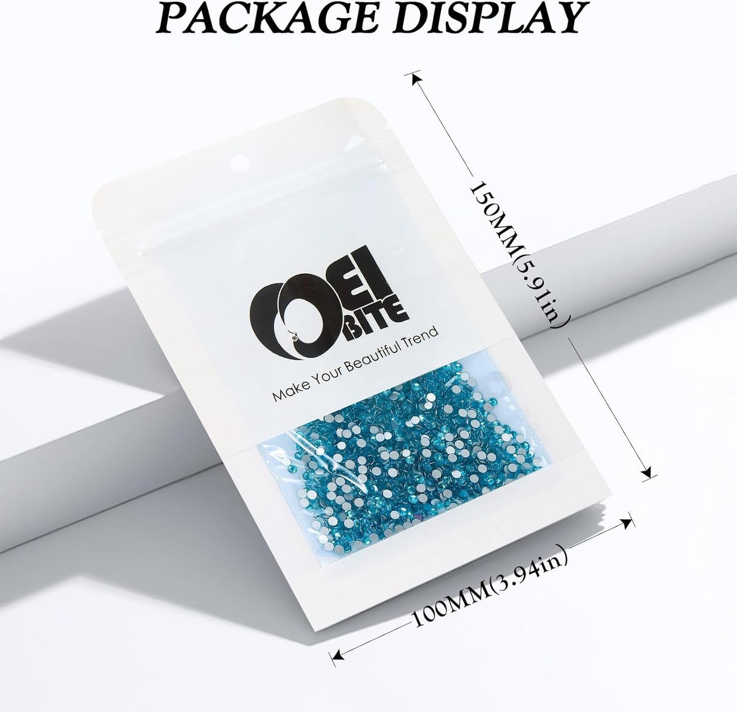 Aquamarine Flatback Rhinestones, Glass Rhinestones for Nail Art and Craft, Glue Fix, Loose Crystal Gemstones(Aquamarine, SS6, 2880pcs, 1.9-2.0mm)