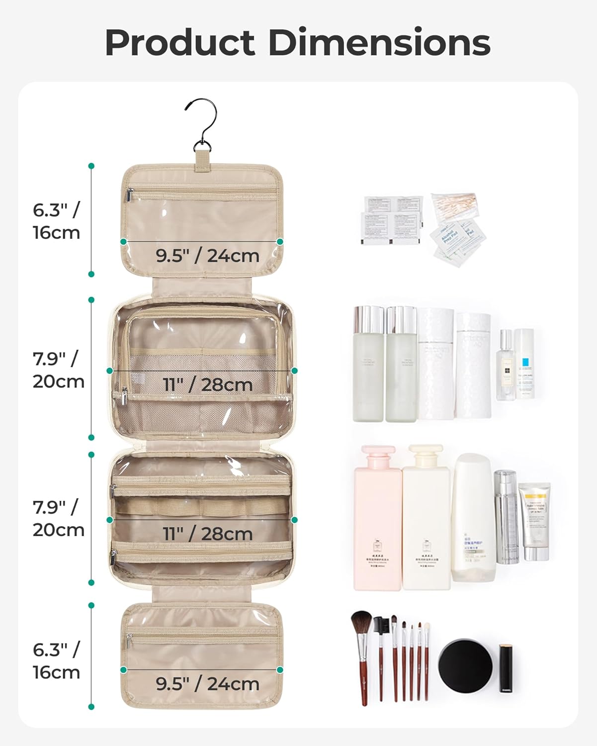 BAGSMART Travel Toiletry Bag for Womne, Hanging Travel Bag for Toiletries, Puffy Makeup Cosmetic Bag Organizer, Carry-on Travel Accessories Essentials, Dark Pink