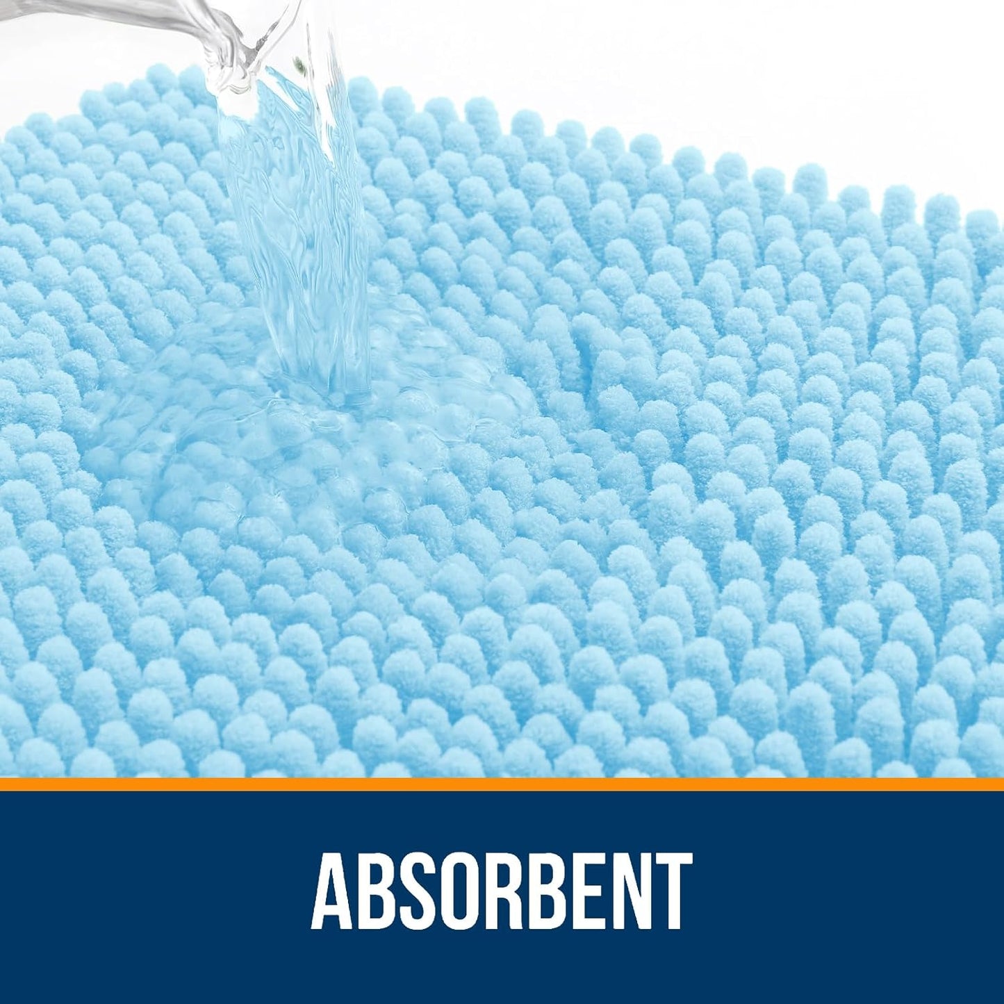 OLANLY Bathroom Rugs 24x16, Extra Soft Absorbent Chenille Bath Rugs, Rubber Backing Quick Dry, Machine Washable Bath Mats for Bathroom Floor, Tub and Shower, Home Decor Accessories, Sky Blue