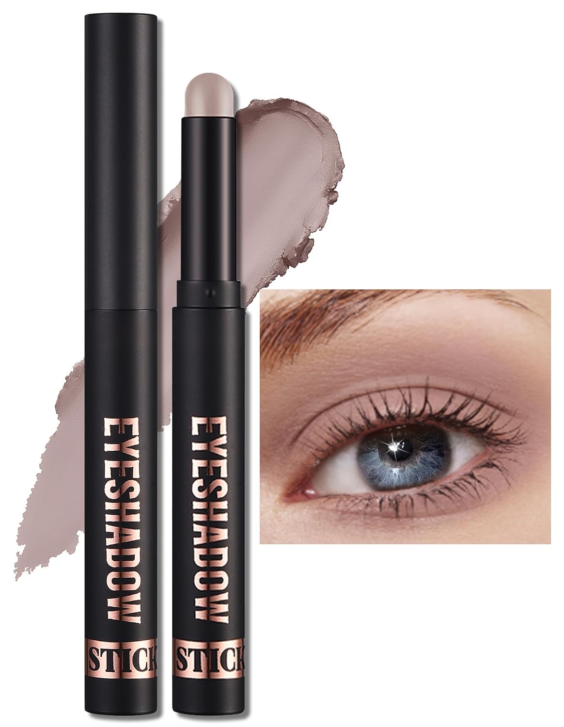 Erinde Waterproof Cream Eyeshadow Stick, Matte Nude Eye Shadow Sticks, Longwear Blendable High Pigmented, Neutral Eye Shadow Sticks Matte for Older Eyes, Smokey Eyeshadow Pencil Crayon, 19 Light Taupe