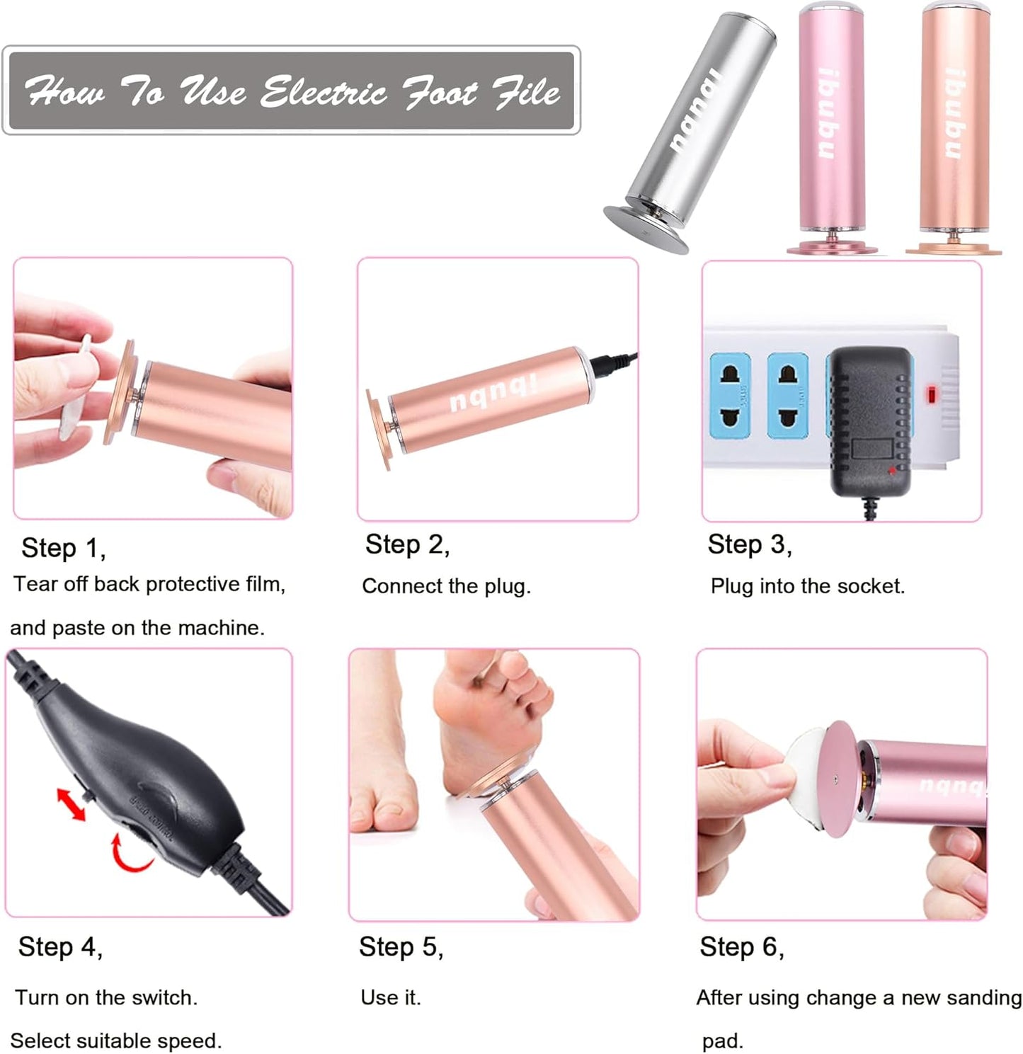 Electric Feet Callus Remover Gold Professional Powerful Foot File Pedicure Grinder Sanders with 60PCS Replacement Sandpaper Discs Heel Scraper for Dead Dry Crack Skin Calluses Speed Adjustable