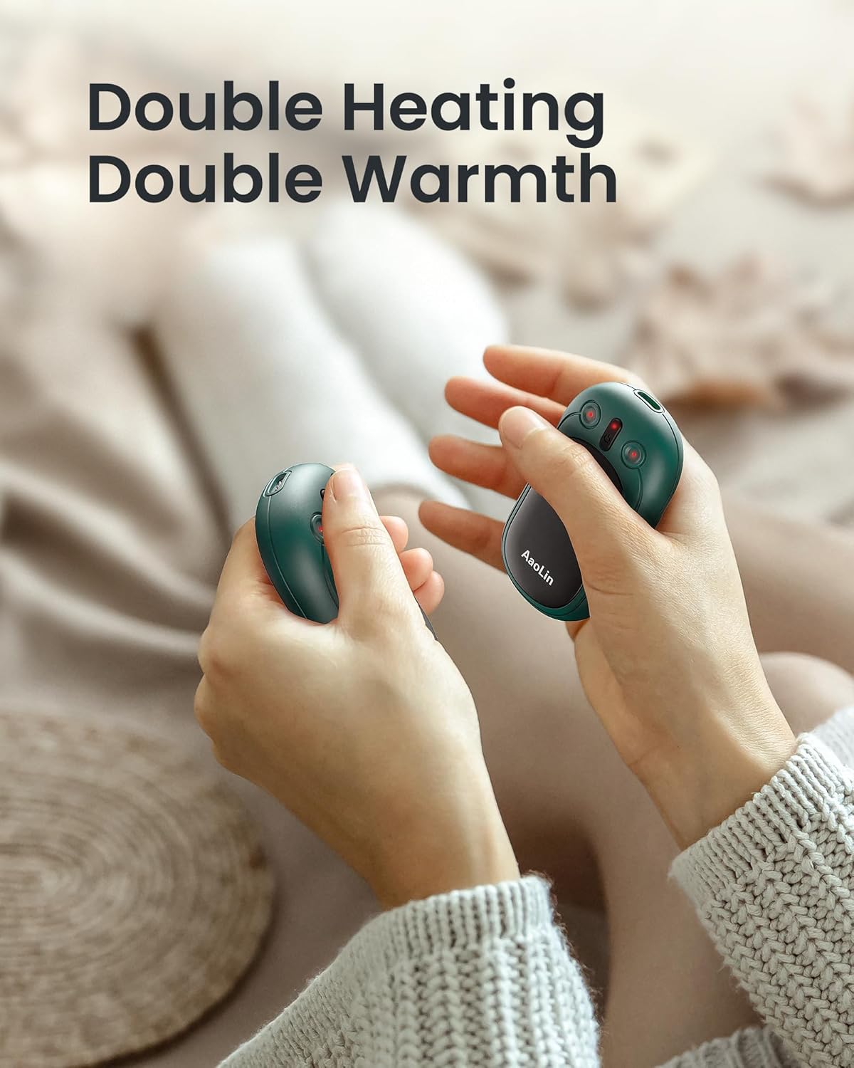 AI Hand Warmers Rechargeable, AaoLin 2 Pack Electric Hand Warmers Reusable, 12Hrs Long Heating, Portable Pocket Handwarmer Great Gift for Outdoors, Camping, Golf, Hunting Gear