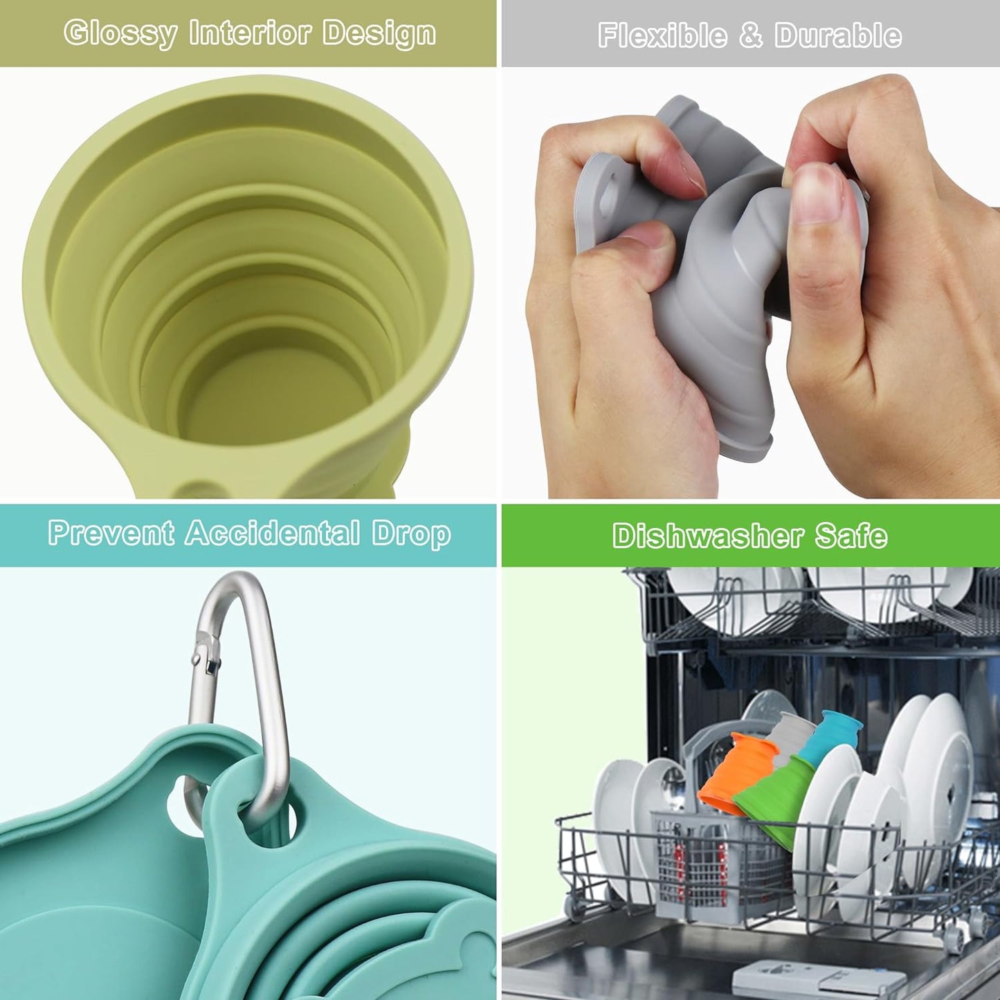 IYYI Collapsible Cup for Traveling, Silicone Foldable Cup, Camping Mug with Lid, Folding Mug for Camping, Hiking, Outdoors, Travel (2 Pack-Blue-Orange)