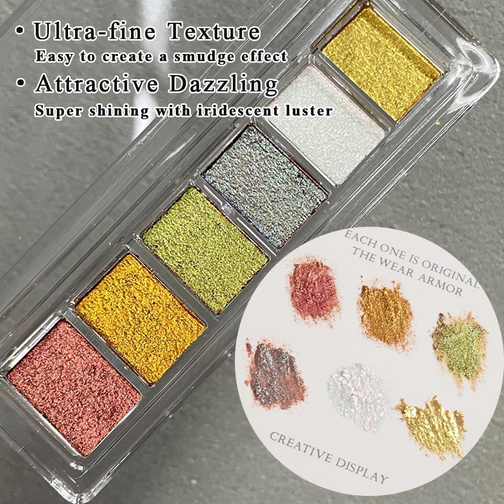 6 Colors Solid Metallic Nail Glitter Powder Set, Gold Foil Flakes for Resin, Holographic Chameleon Sparkly Gilding Flakes Kit for Gel Polish Nail Art Decorations…