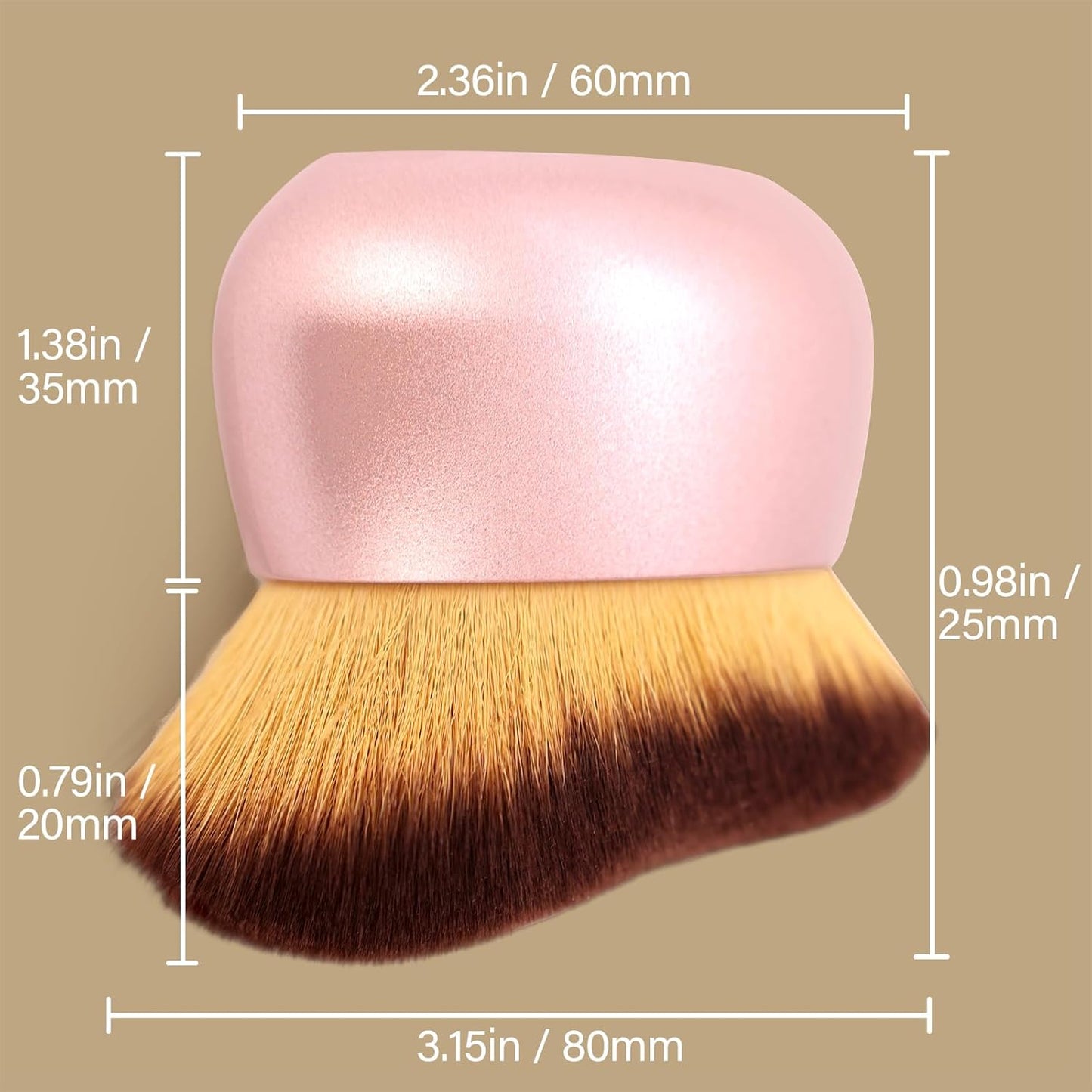 Extra Large Body Makeup Brush For Self Tanner, Leg Makeup &Bronzer Blend,75 mm Wide-headed Kabuki Brush Provides More Even &Pretty Application, Oval Face&Back Makeup Brush, Wet&Dry Use- Pink Rose Gold
