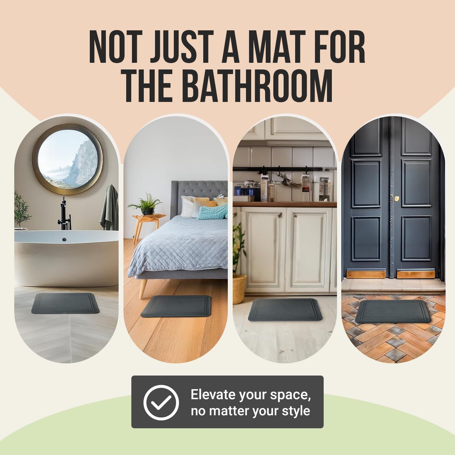 ITSOFT Memory Foam Bath Mat 24x16, Non Slip, Machine Washable, Quick Dry & Absorbent Rugs, Bath Mats for Bathroom Floor, Tub & Shower, Bathroom Rug, Sage Green