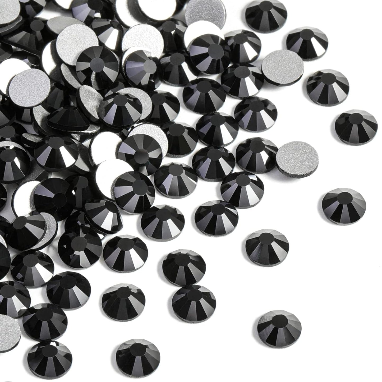 Beadsland 1440pcs Flat Back Crystal Rhinestones Round Gems for Nail Art and Craft Glue Fix, Jet Hematite,SS12,3.0-3.2mm