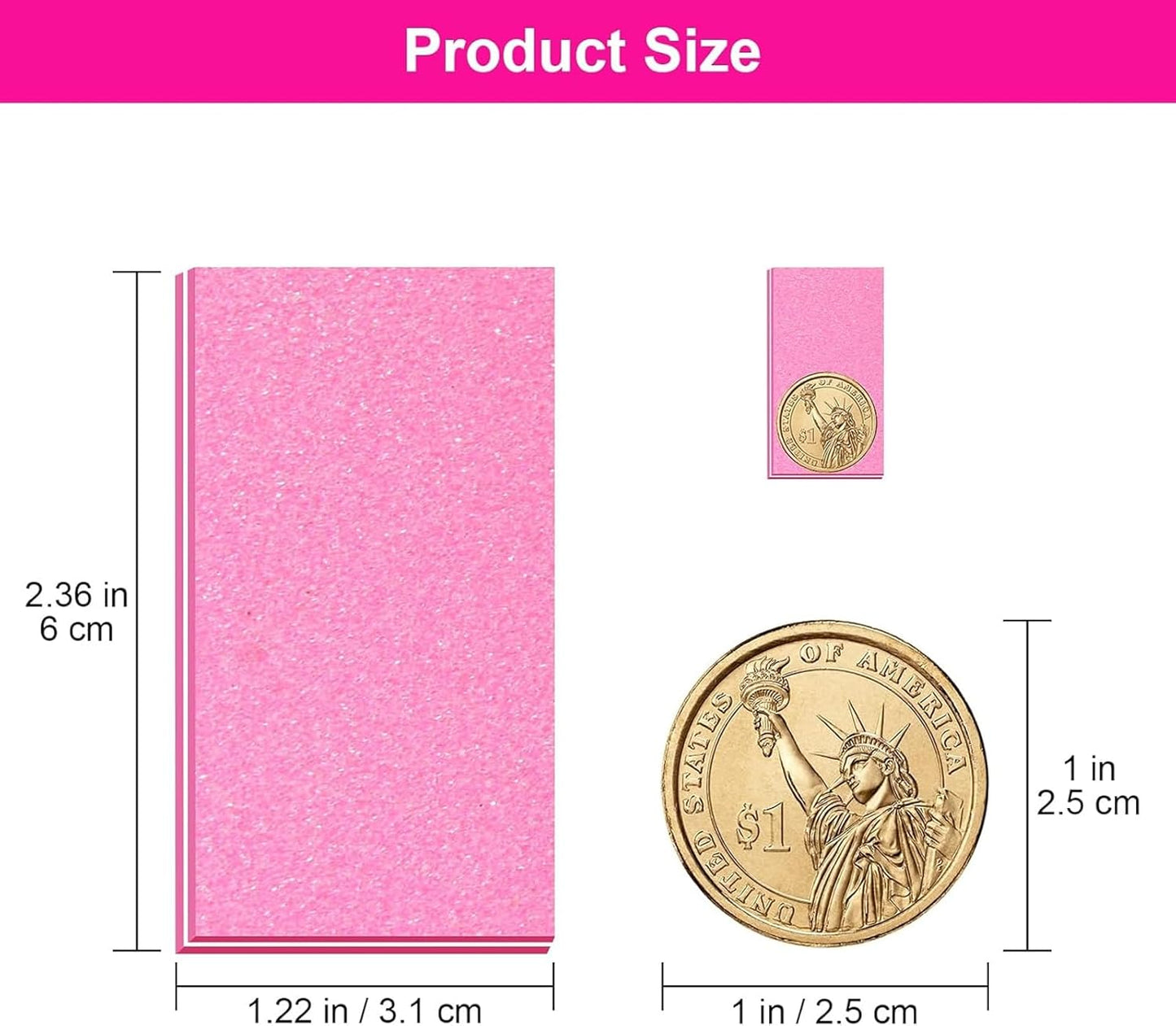 Buffer Block Nail File, 100/180 Grit Sponge Nail Buffers for Acrylic Nails, Nails Buffer, Mini Buffing Block Double Sided for Manicure Tools 60 Count - Pink