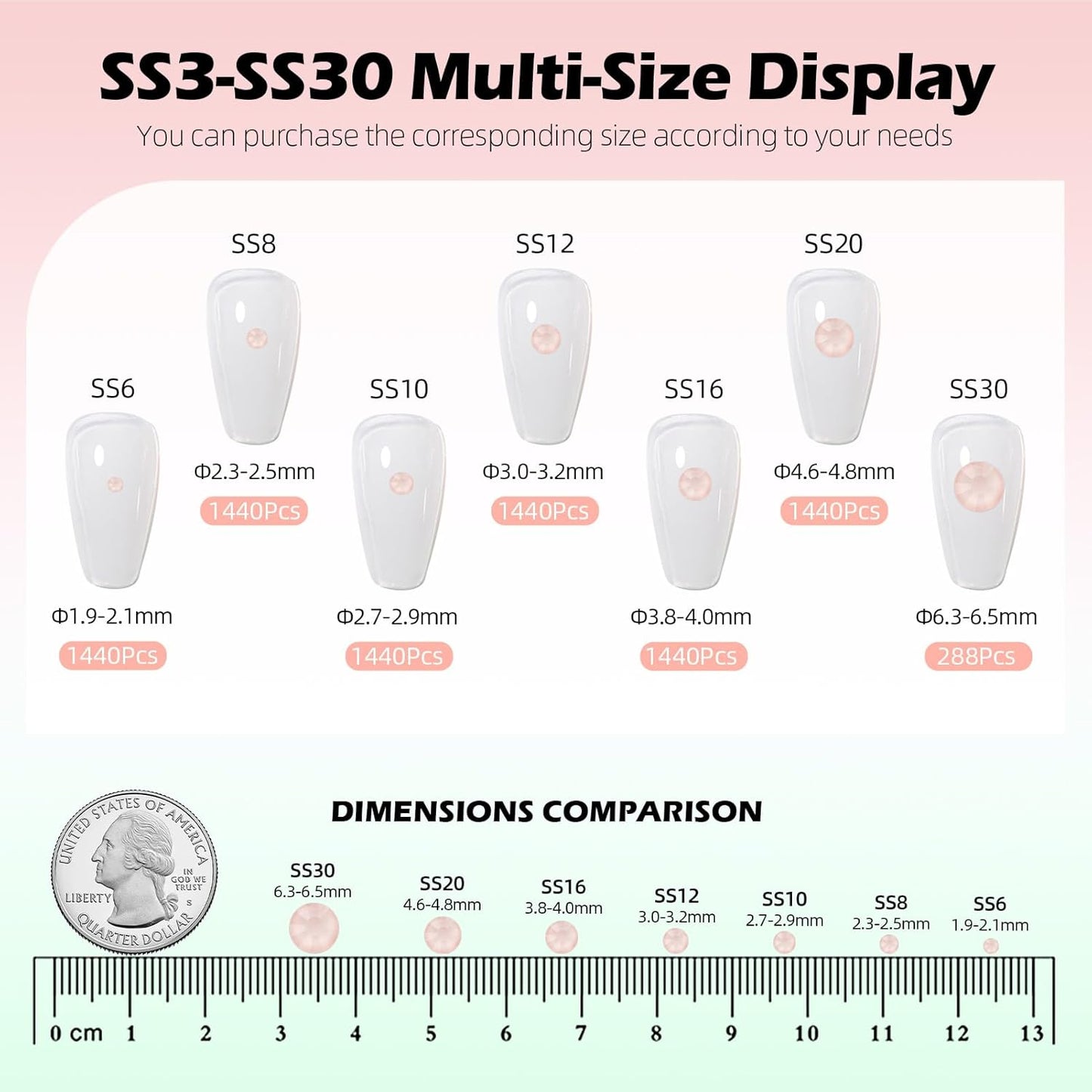 Mocha Lt.red Flatback Rhinestones, Glass Rhinestones for Nail Art and Craft, Glue Fix, Loose Crystal Gemstones(Mocha Lt.red, SS20, 1440pcs, 4.6-4.8mm)