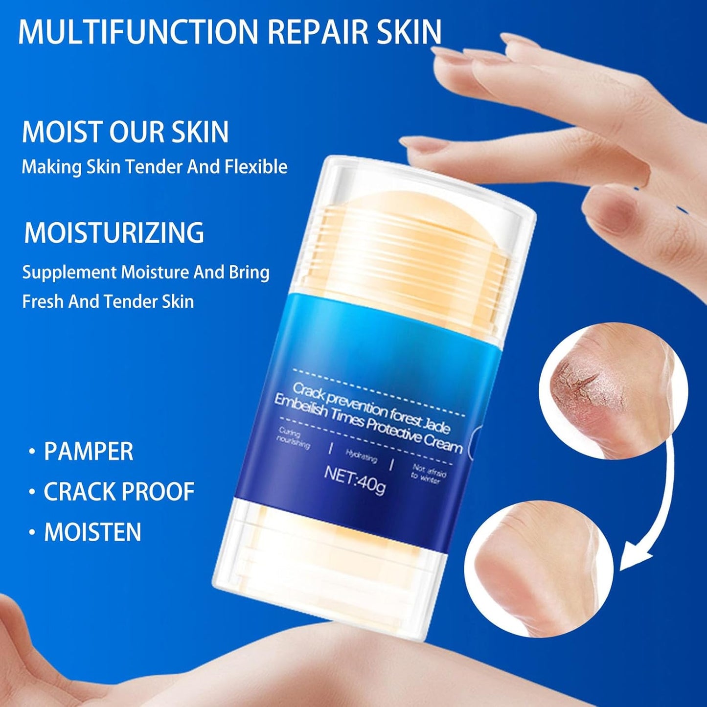 Crack Feet Prevention Stick 2PCS - Foot Care Cream Heel Balm for Dry Cracked Feet, Remove Dead Skin and Moisturize Dry Skin for Face, Knees, Elbows, Hands (2pcs, Orange + Banana)