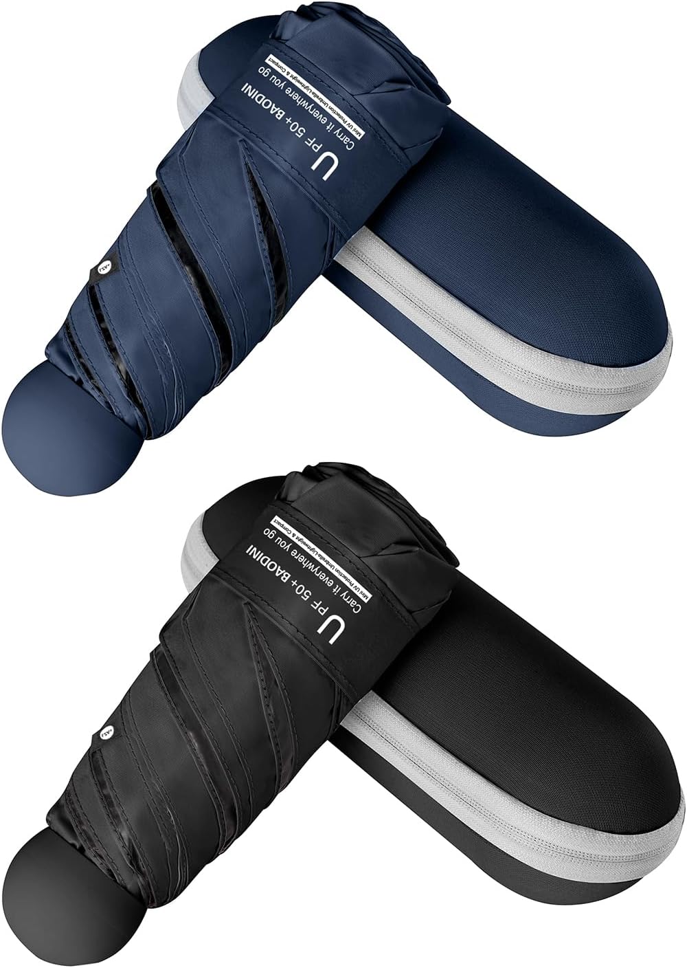 BAODINI Travel Essentials Mini Umbrella for Purse With Case Small Compact UV Sun Protection Lightweight Tiny Pocket Manual Open Close Umbrella for Women Kids and Men Fit Purse Backpack