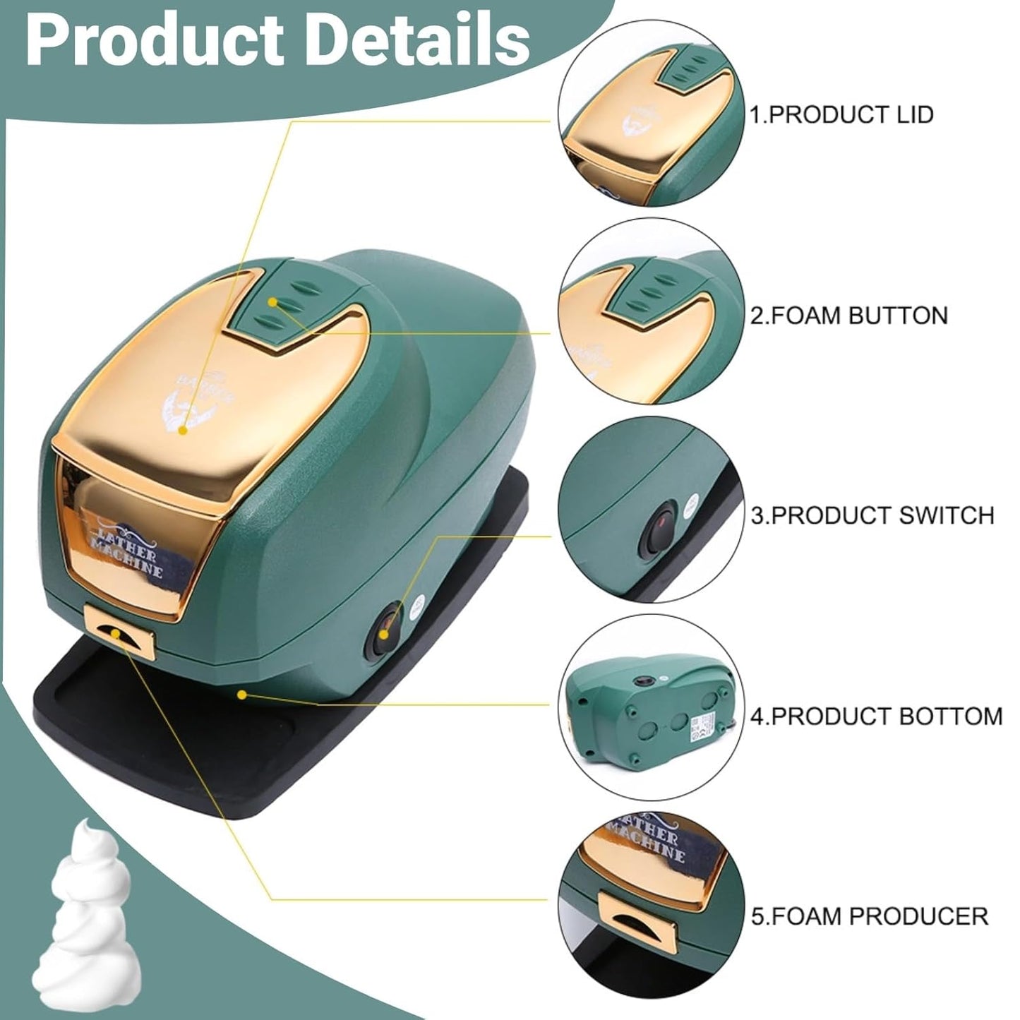 New Hot Lather Machine for Barbers, with 260ML Lather Container Barber Shop Heated Beard Cream Dispenser, Household Heated Shaving Cream Dispenser (US Plug 110V)