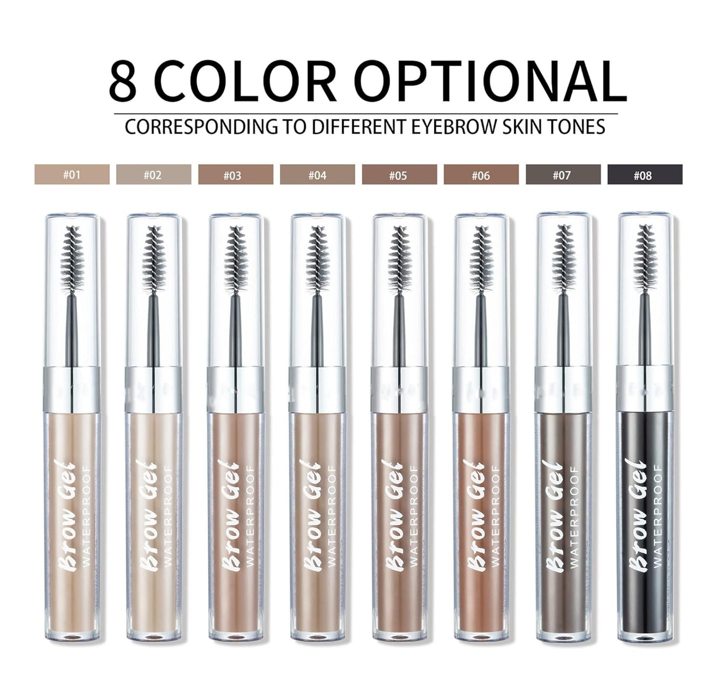MAEPEOR Waterproof Eyebrow Gel 8 Colors Full-pigmented Long Lasting Liquid Brow Gel for Fuller & Defined Looking (#05 Deep Brown）