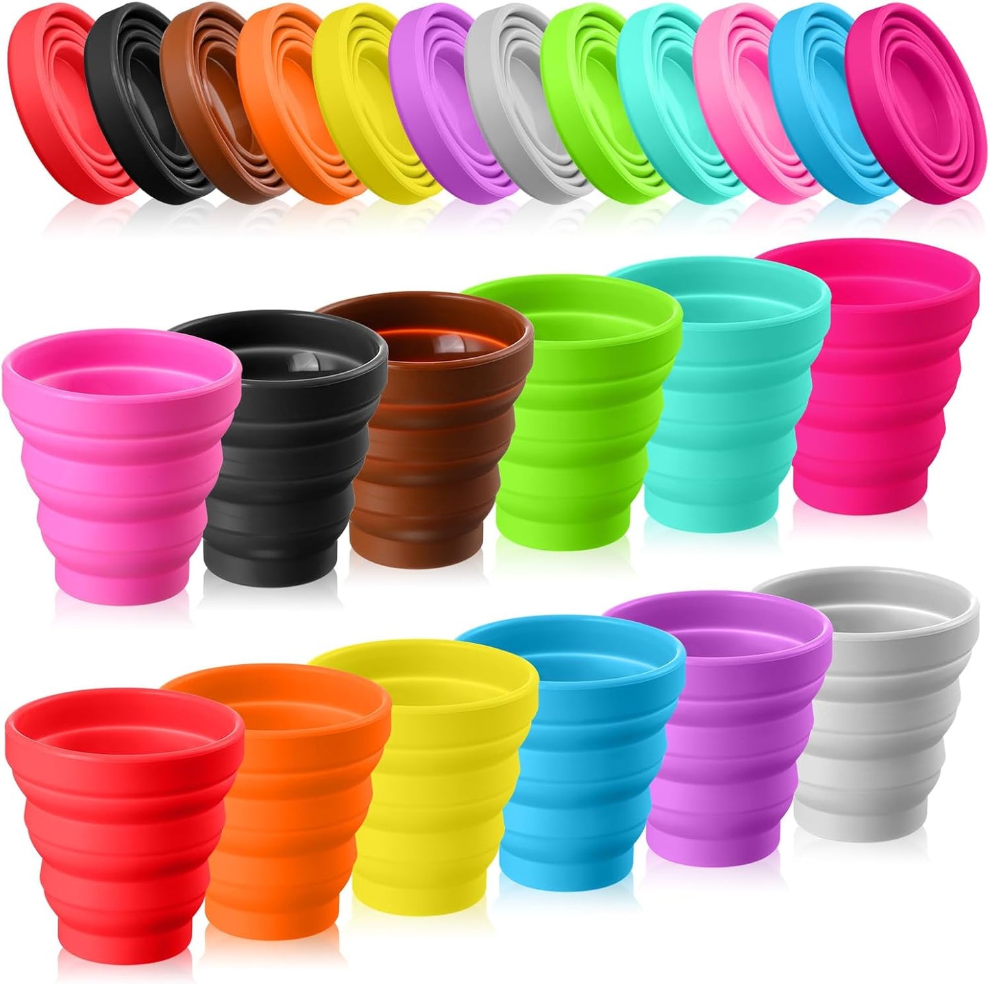 Umigy Silicone Collapsible Cup Without Lids Travel Portable Foldable Cup Colorful Reusable Collapsible Shot Cup Expandable Drinking Cup for Kids Traveling Outdoor Hiking, 12 Colors