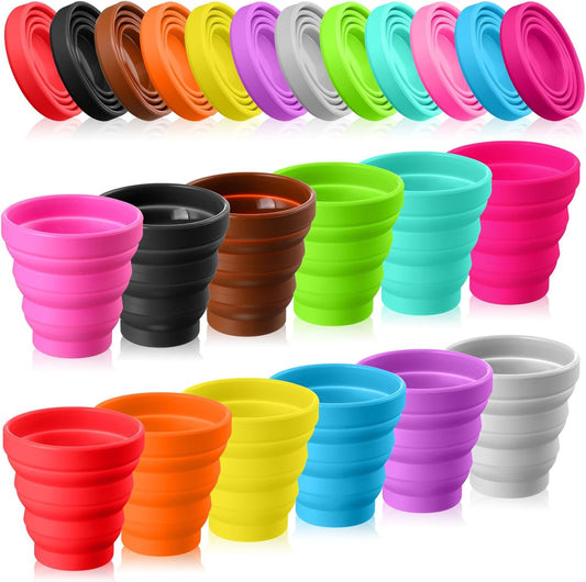 Umigy Silicone Collapsible Cup Without Lids Travel Portable Foldable Cup Colorful Reusable Collapsible Shot Cup Expandable Drinking Cup for Kids Traveling Outdoor Hiking, 12 Colors