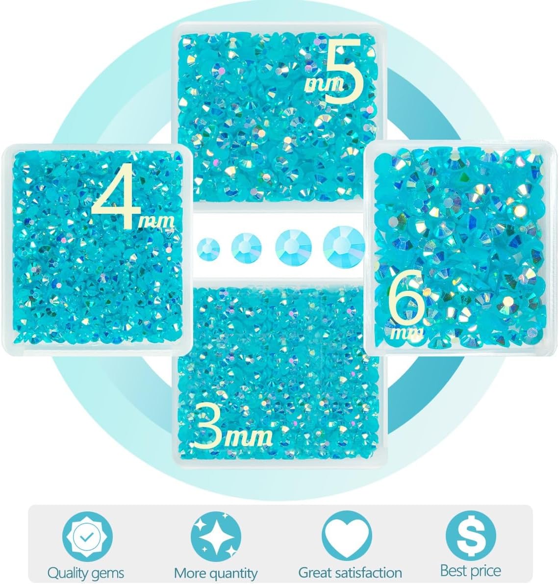 Aquamarine AB Resin Rhinestones w B7000 Jewelry Glue for Bedazzling Crafting 3mm-6mm Lake Blue Flatback Jelly Stones Bulk SS10-SS30 Water Blue Diamonds for Nails Face Makeup Tumblers Crafts